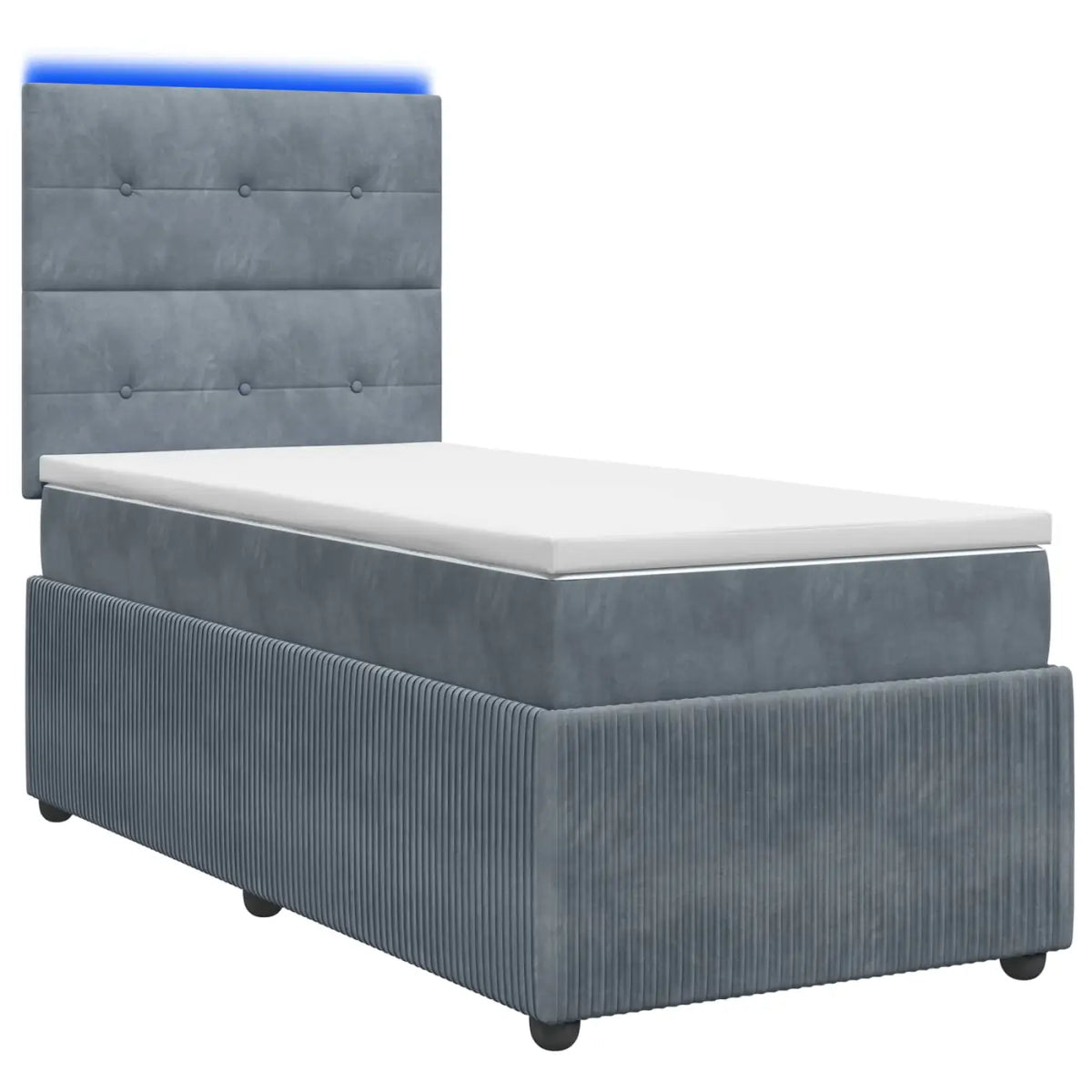 Lit boxspring LED avec matelas Gris foncé 90 x 190 cm Velours - XIOS