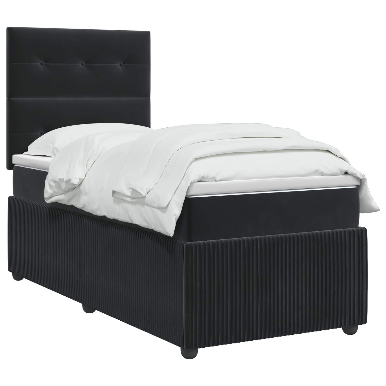 Lit boxspring LED avec matelas Noir 90 x 190 cm Velours - XIOS