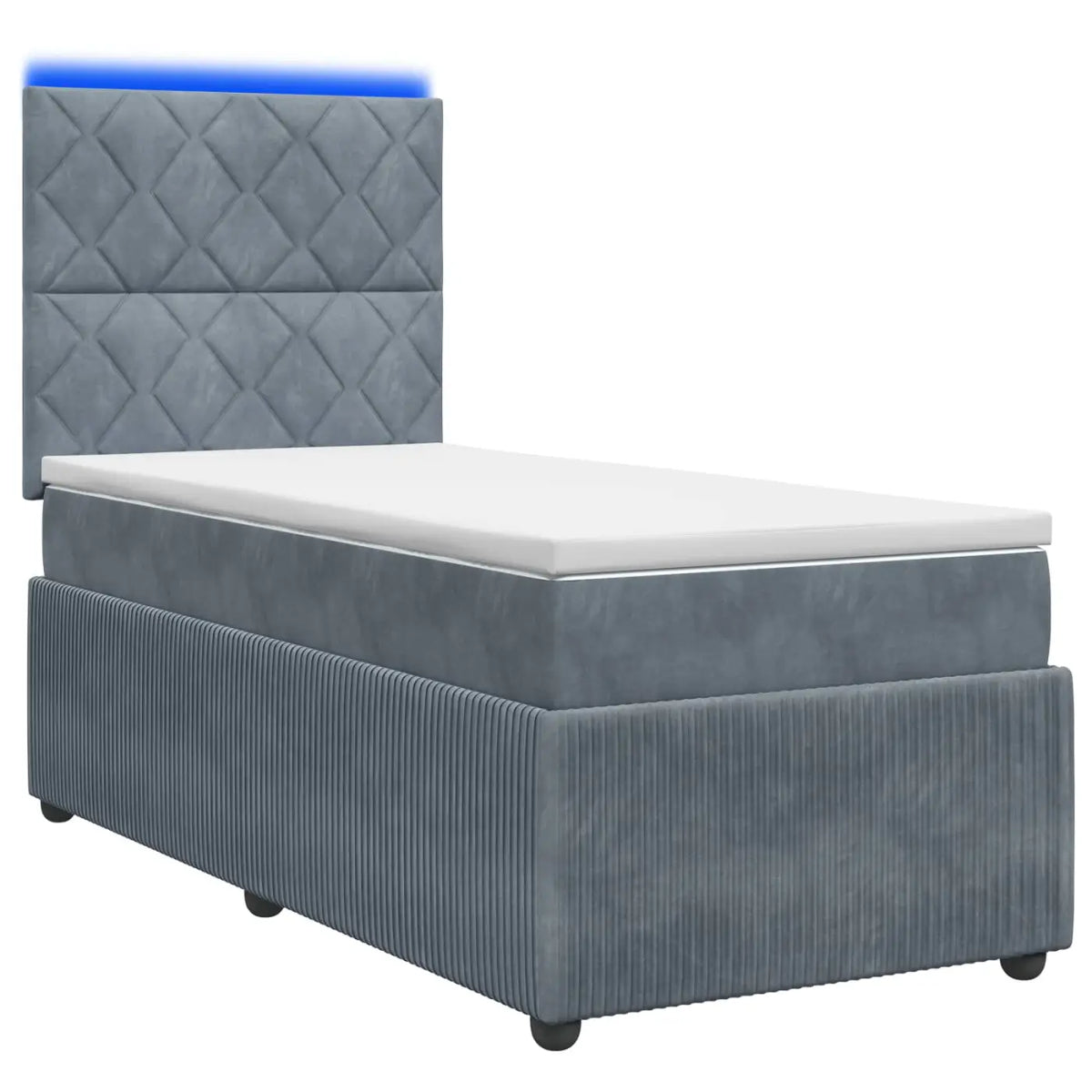 Lit boxspring LED avec matelas Gris foncé 90 x 190 cm Velours - XIOS