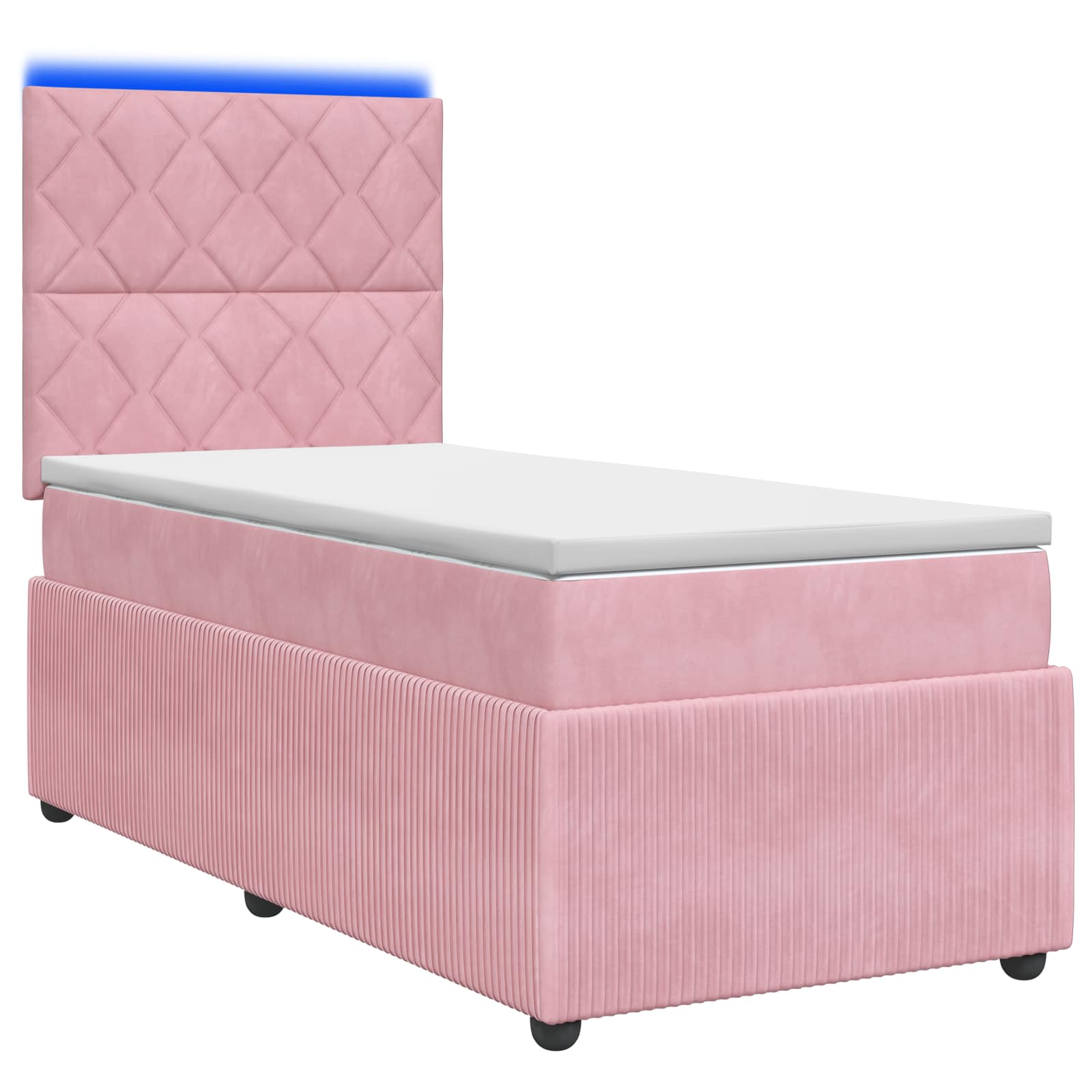 Lit boxspring LED avec matelas Rose 90 x 190 cm Velours