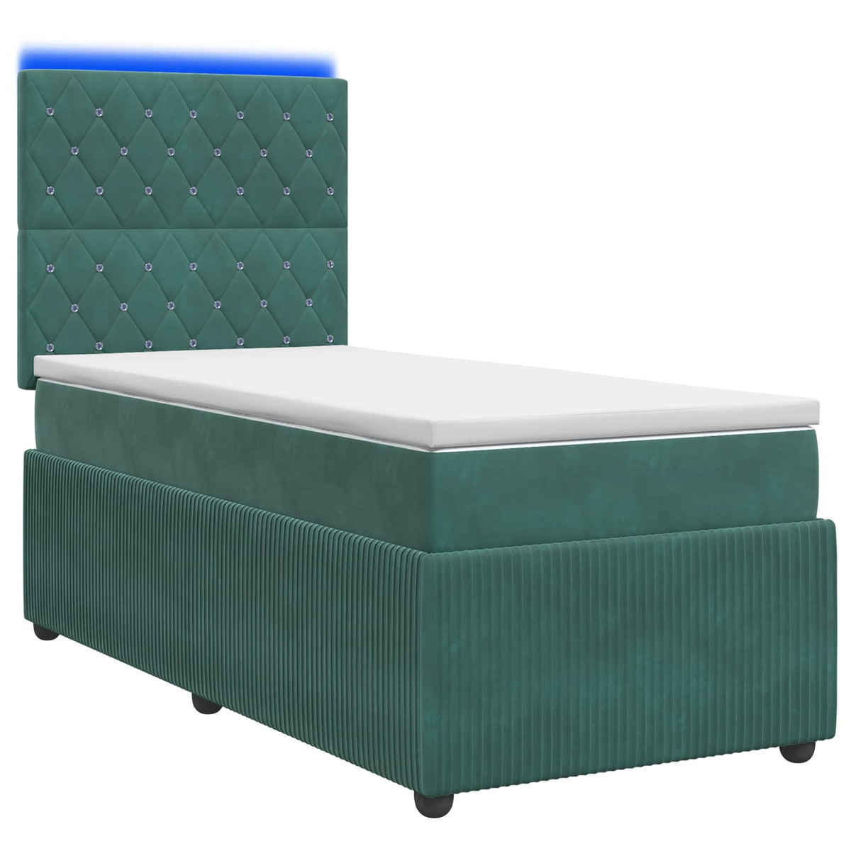 Lit boxspring LED avec matelas Vert foncé 90 x 200 cm Velours