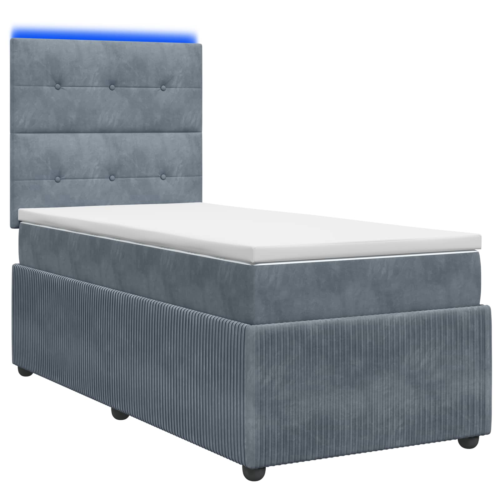Lit boxspring LED avec matelas Gris foncé 90 x 200 cm Velours - XIOS