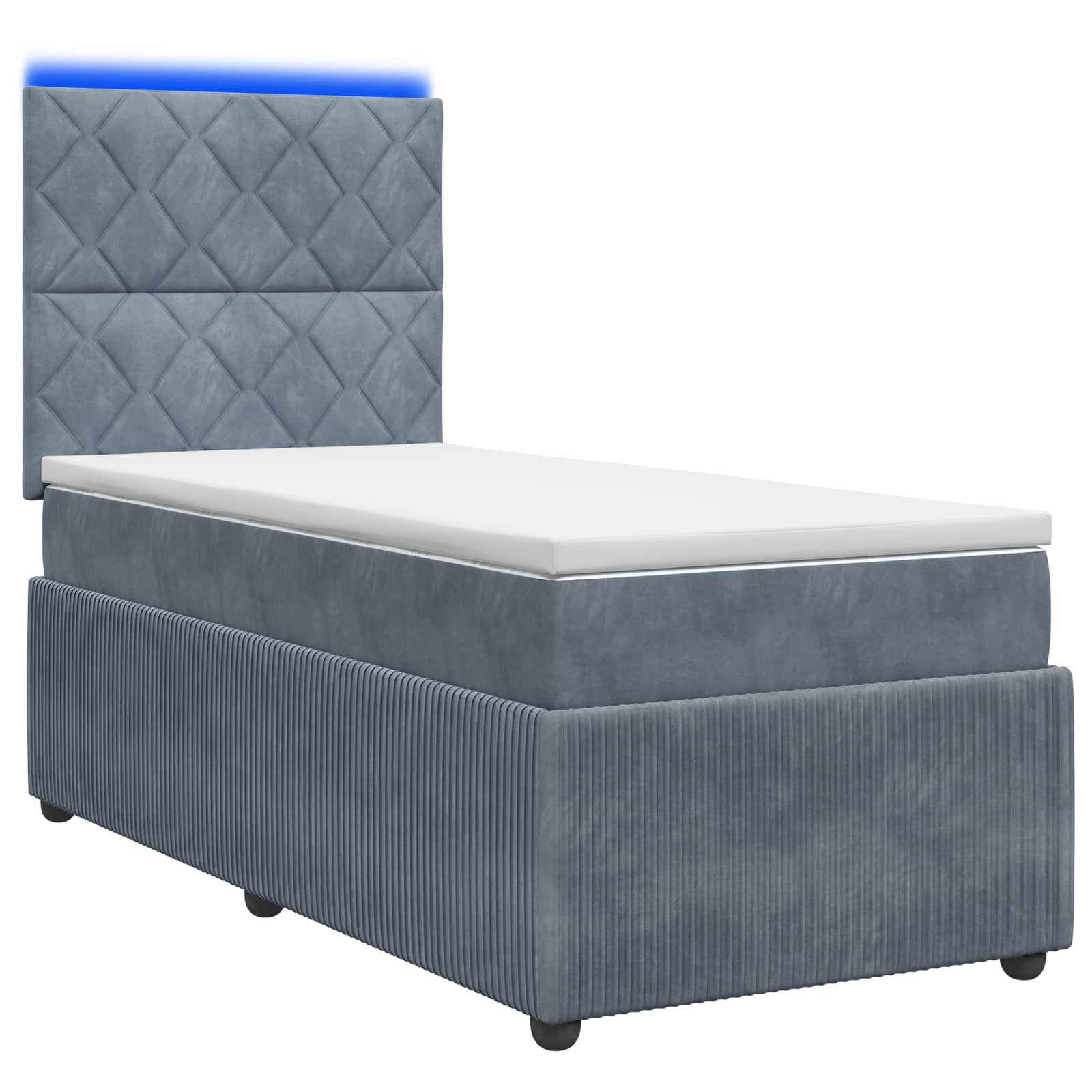 Lit boxspring LED avec matelas Gris foncé 90 x 200 cm Velours
