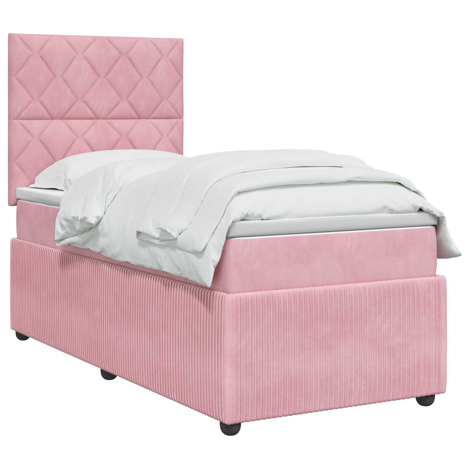 Lit boxspring LED avec matelas Rose 90 x 200 cm Velours - XIOS
