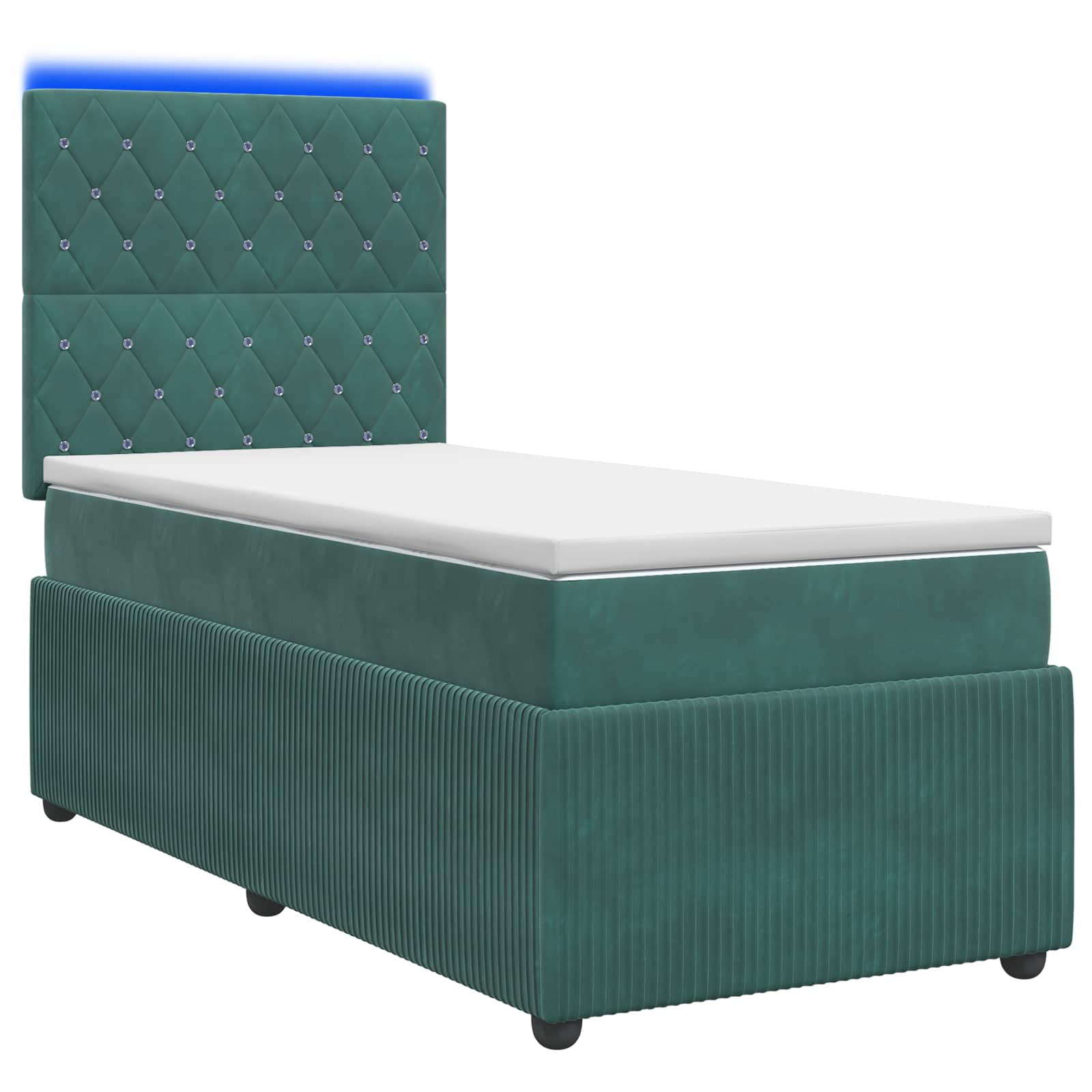 Lit boxspring LED avec matelas Vert foncé 100 x 200 cm Velours - XIOS