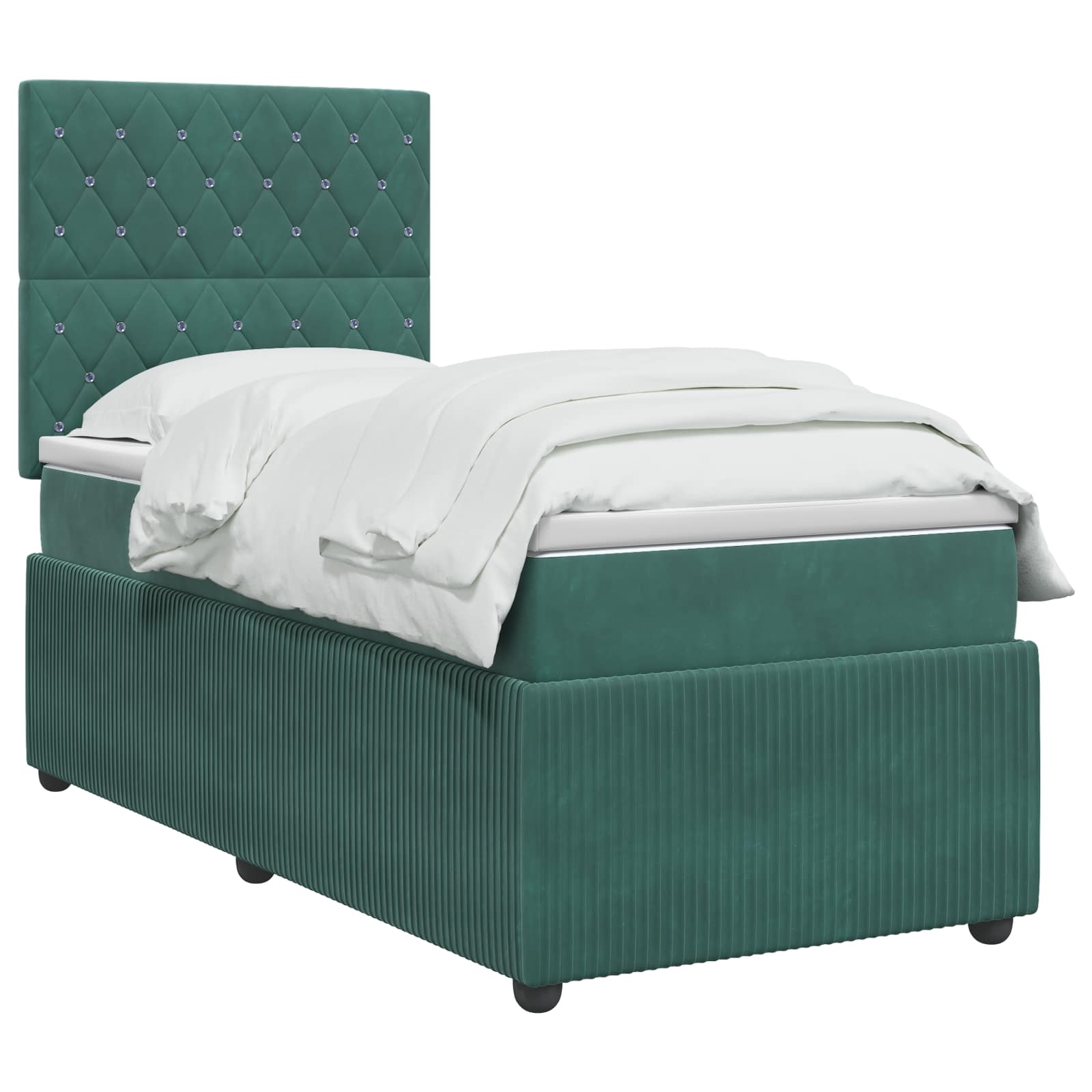 Lit boxspring LED avec matelas Vert foncé 100 x 200 cm Velours - XIOS