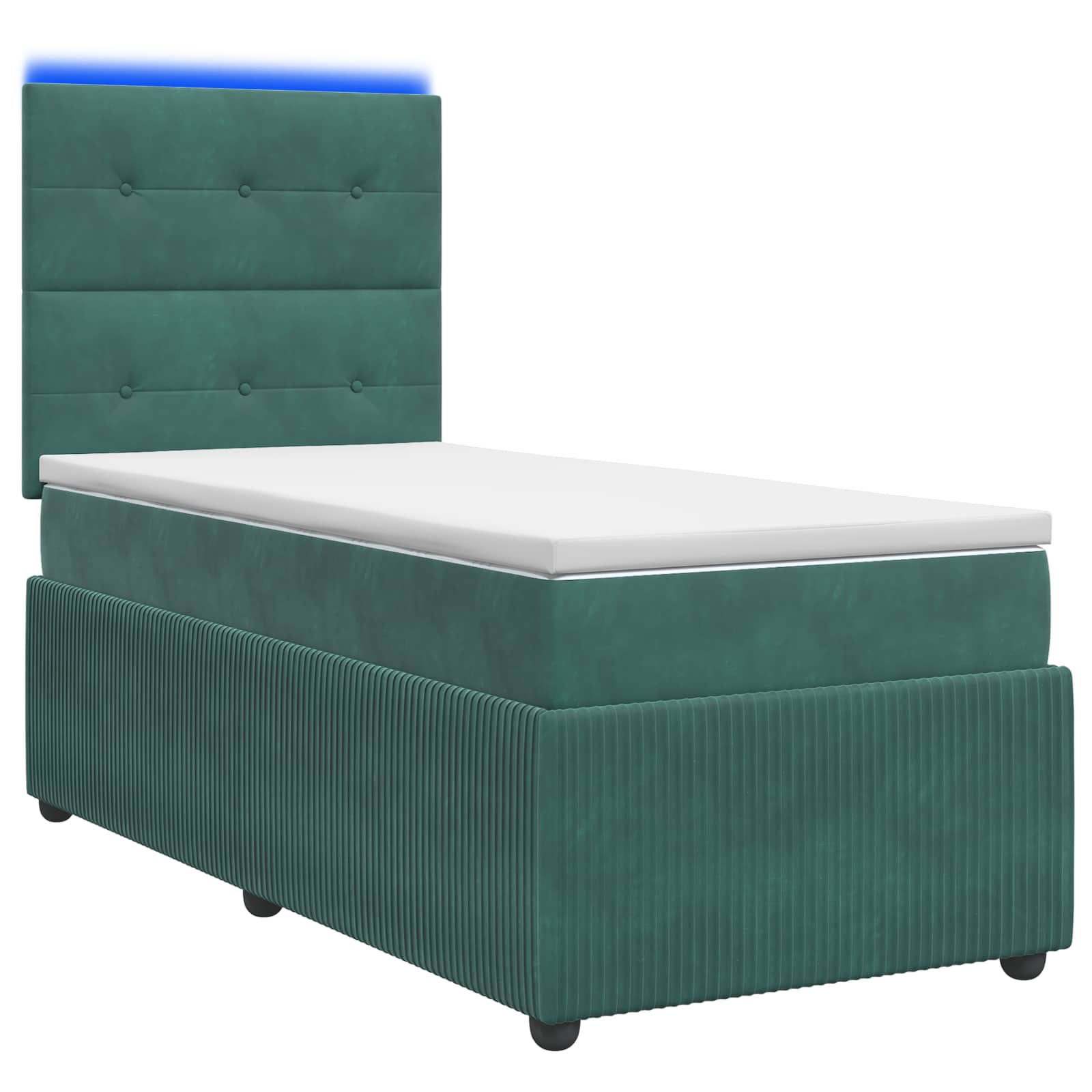 Lit boxspring LED avec matelas Vert foncé 100 x 200 cm Velours - XIOS