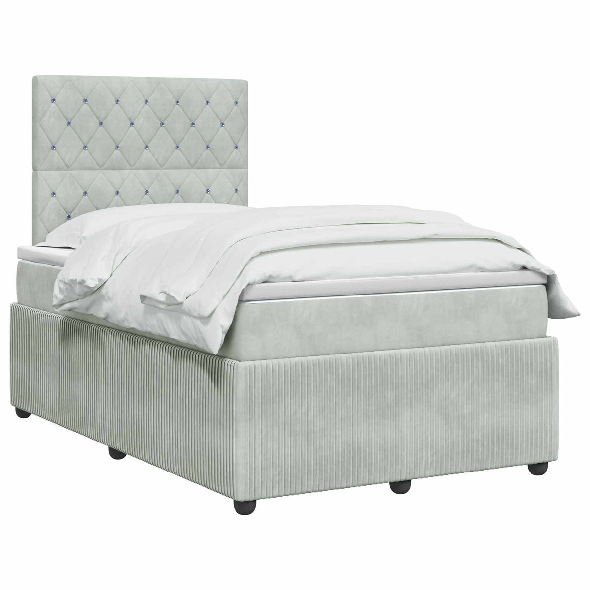Lit boxspring LED avec matelas Gris clair 120 x 190 cm Velours