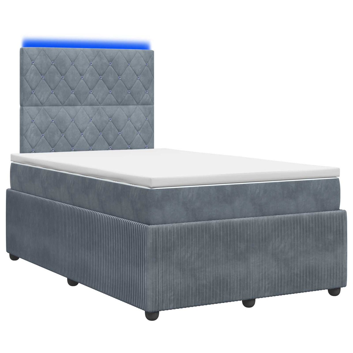 Lit boxspring LED avec matelas Gris foncé 120 x 190 cm Velours - XIOS