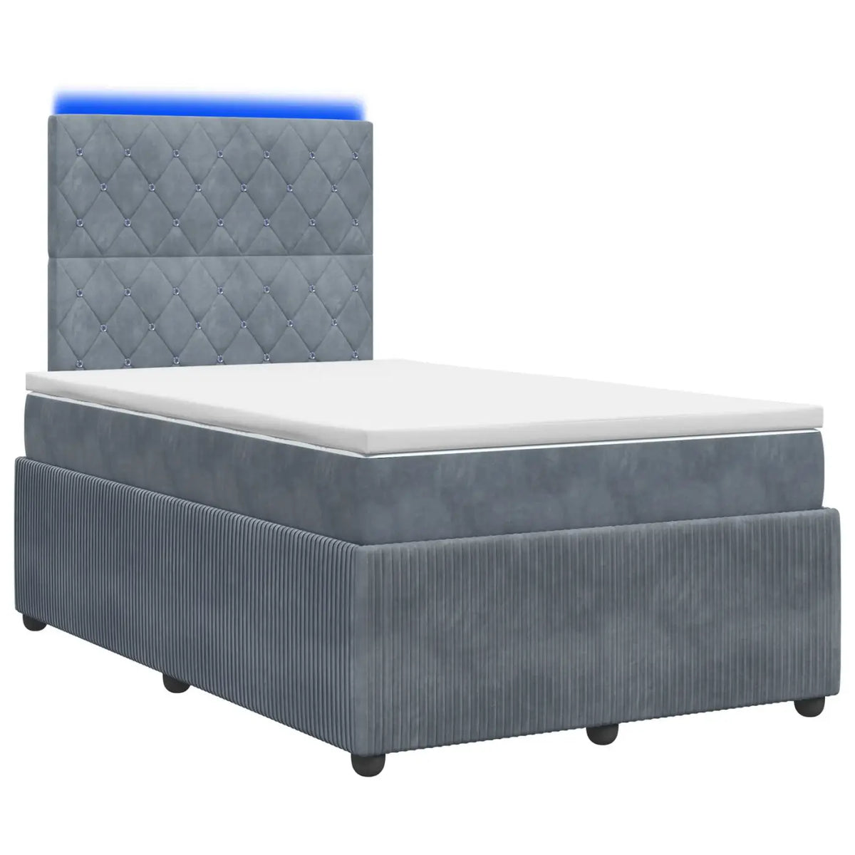 Lit boxspring LED avec matelas Gris foncé 120 x 190 cm Velours - XIOS