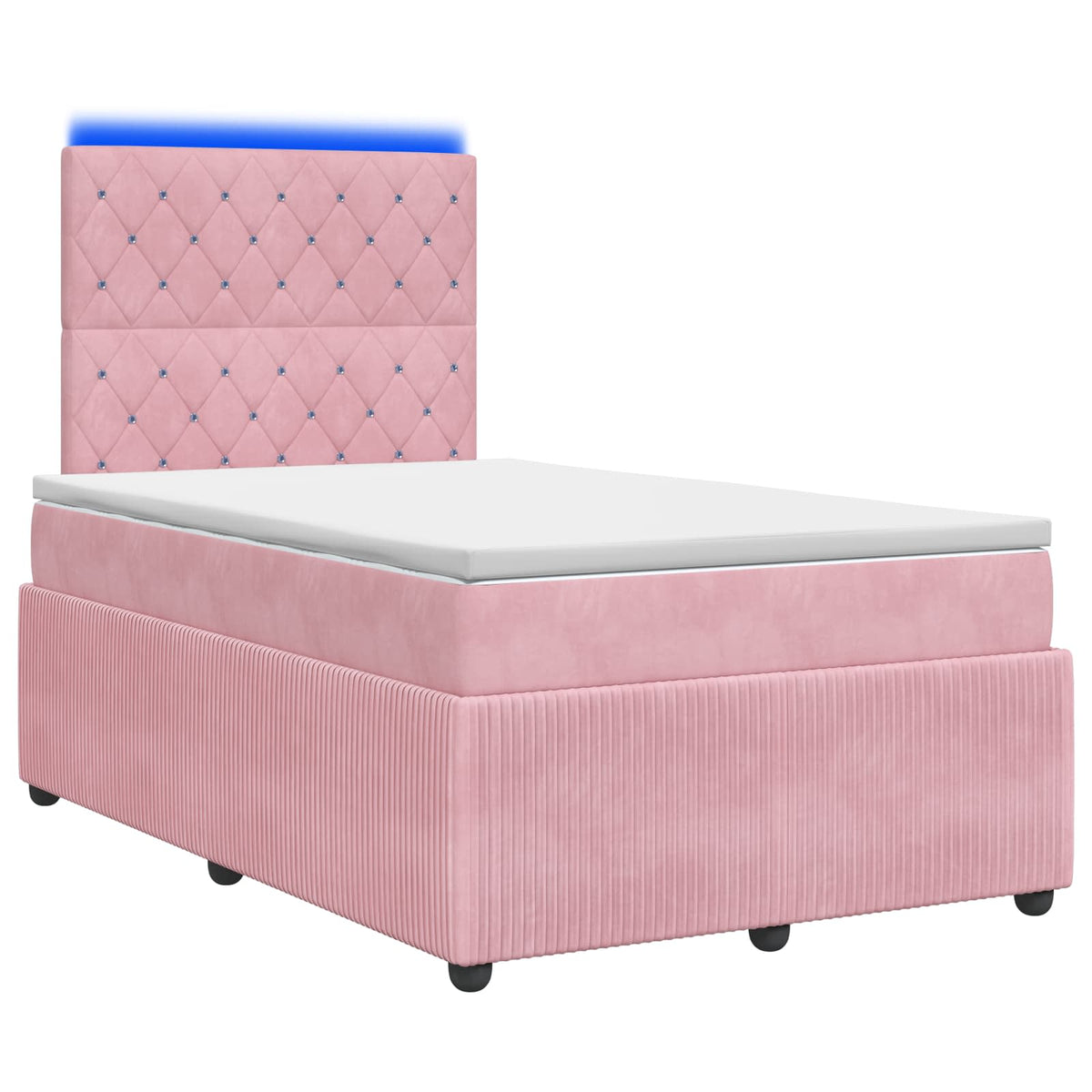 Lit boxspring LED avec matelas Rose 120 x 190 cm Velours