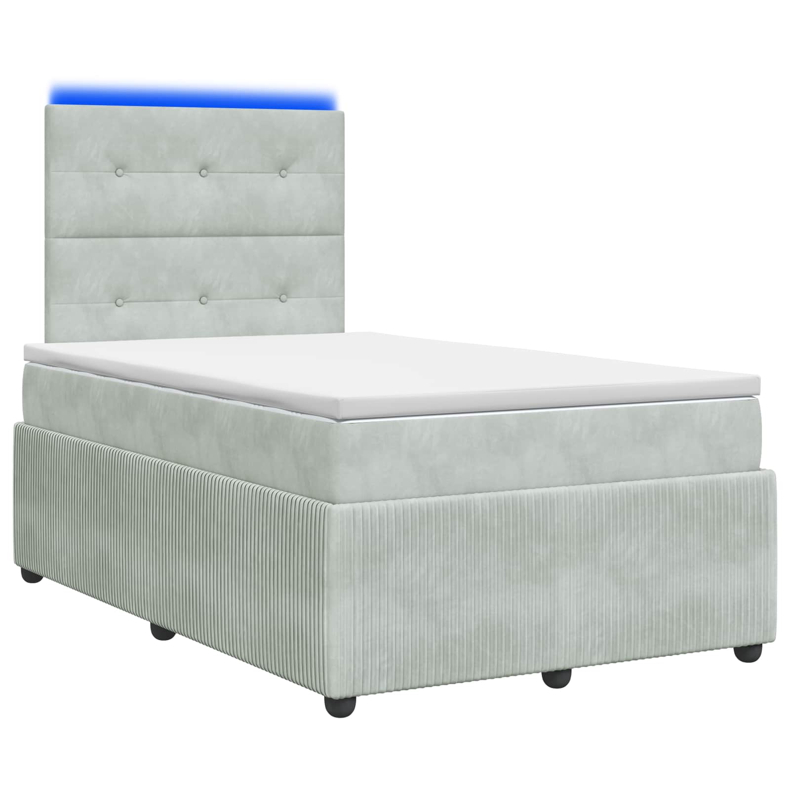 Lit boxspring LED avec matelas Gris clair 120 x 190 cm Velours