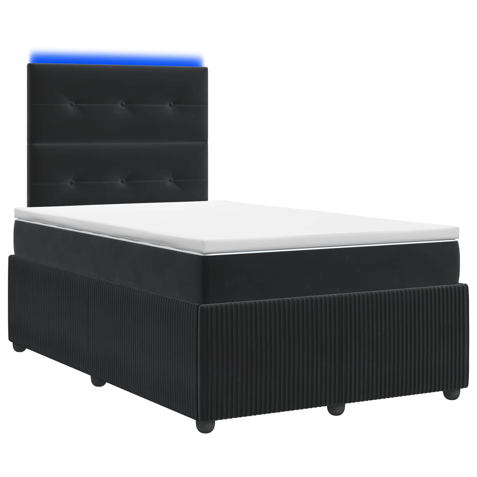 Lit boxspring LED avec matelas Noir 120 x 190 cm Velours