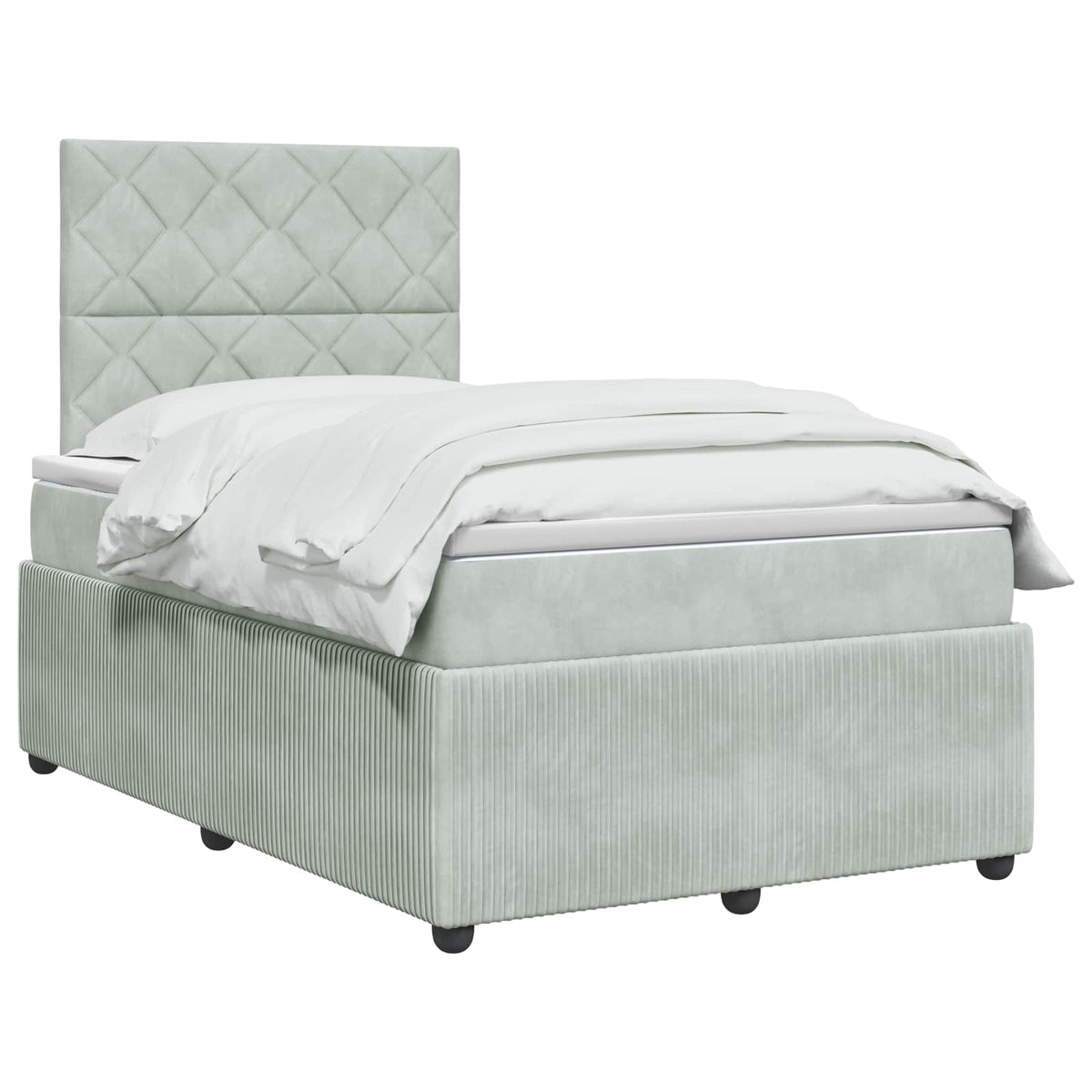 Lit boxspring LED avec matelas Gris clair 120 x 190 cm Velours