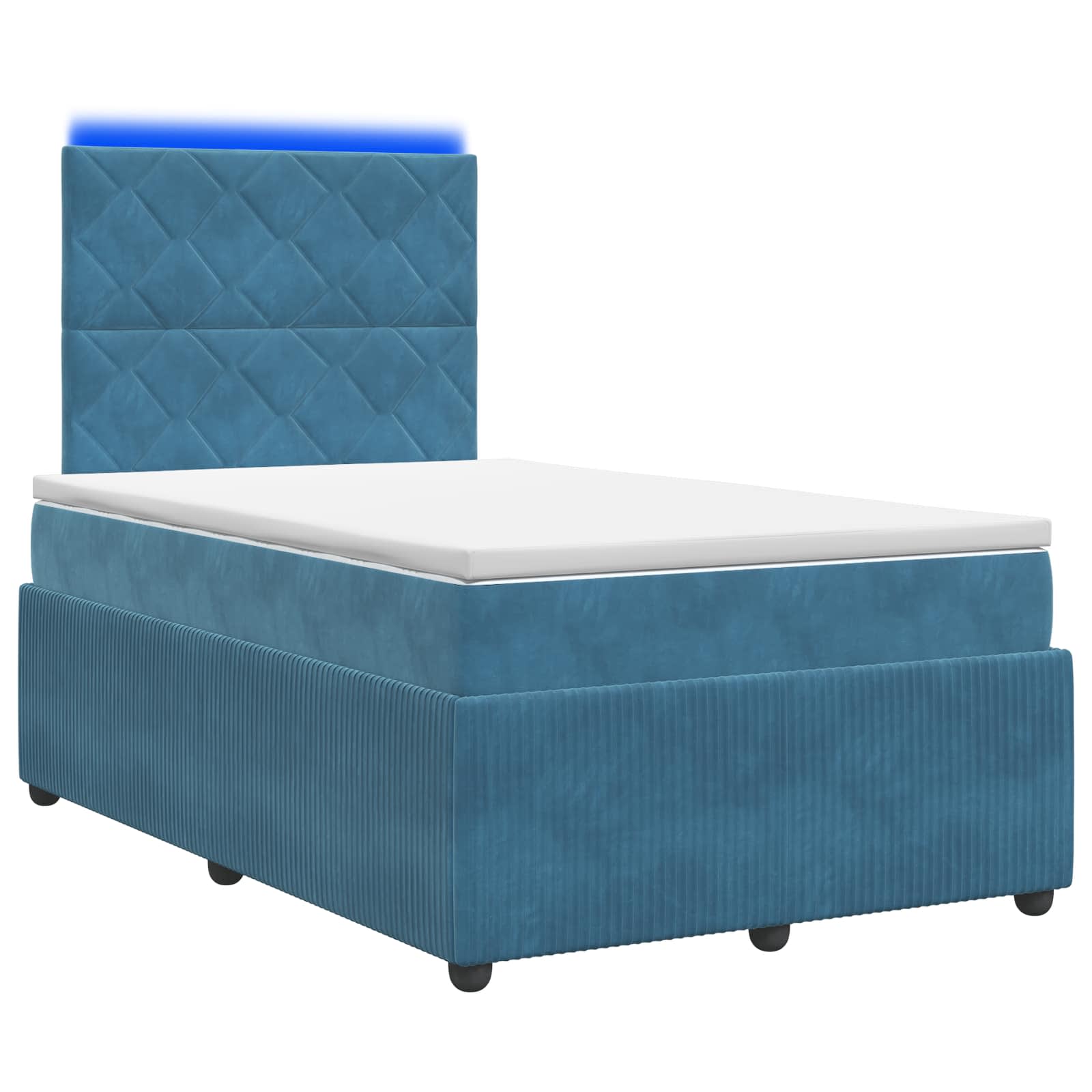 Lit boxspring LED avec matelas Bleu 120 x 190 cm Velours