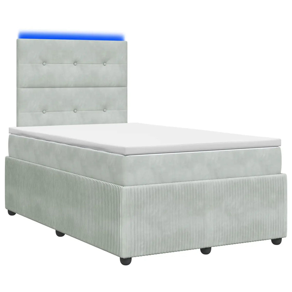 Lit boxspring LED avec matelas Gris clair 120 x 200 cm Velours - XIOS