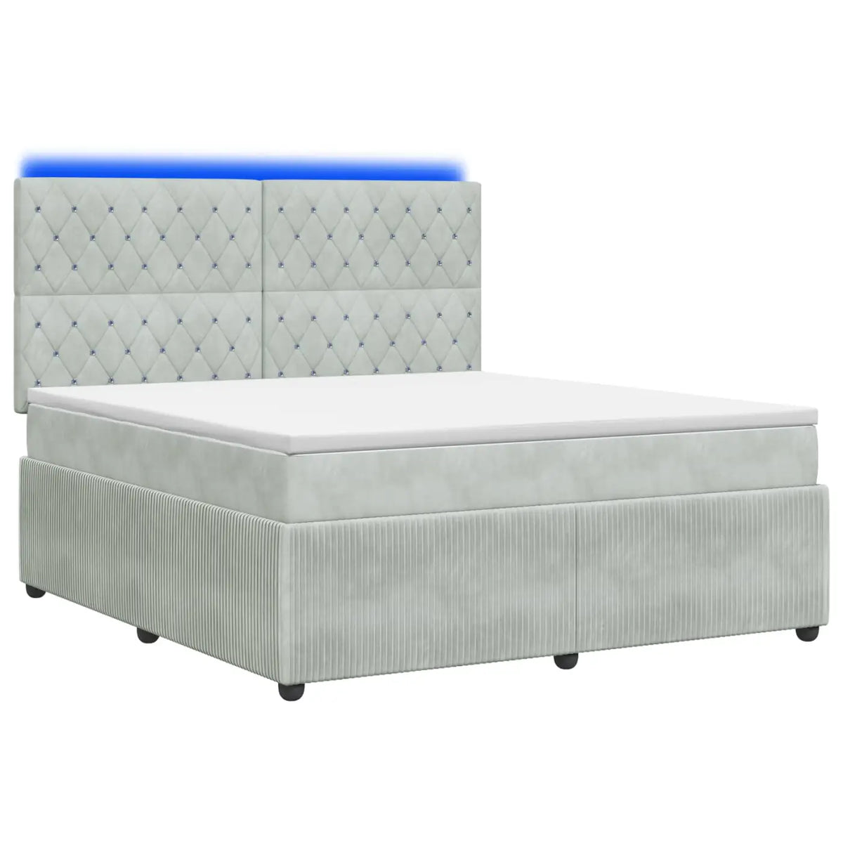 Lit boxspring LED avec matelas Gris clair 140 x 190 cm Velours - XIOS