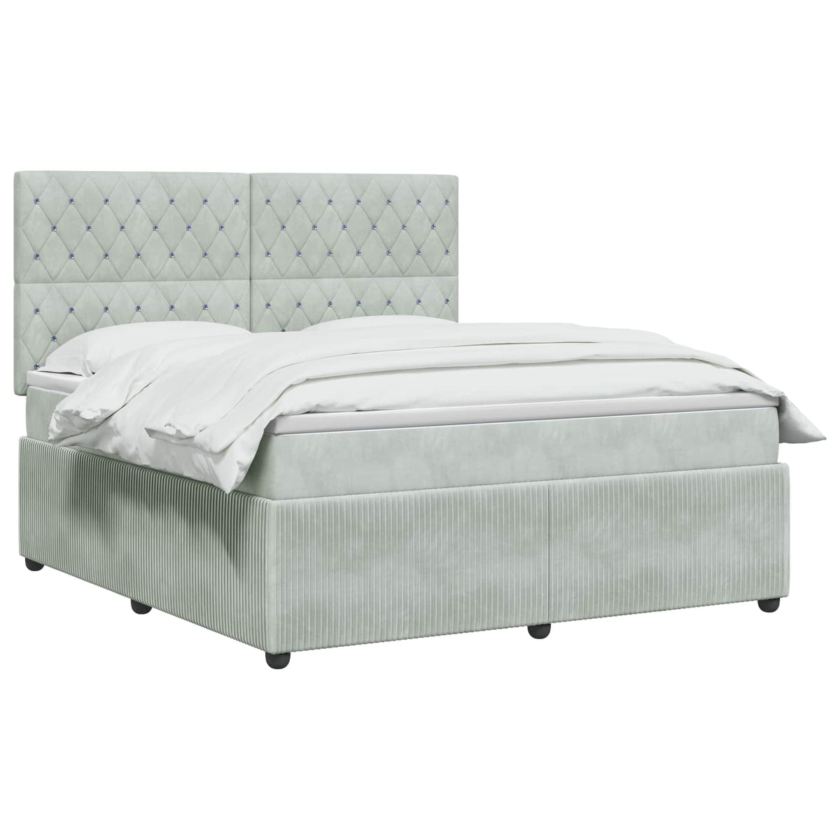 Lit boxspring LED avec matelas Gris clair 140 x 190 cm Velours