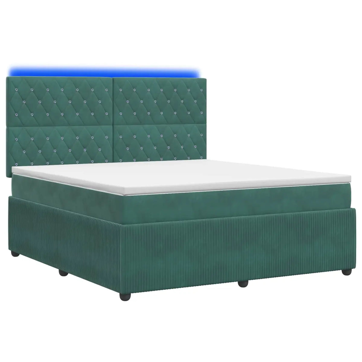 Lit boxspring LED avec matelas Vert foncé 140 x 190 cm Velours - XIOS