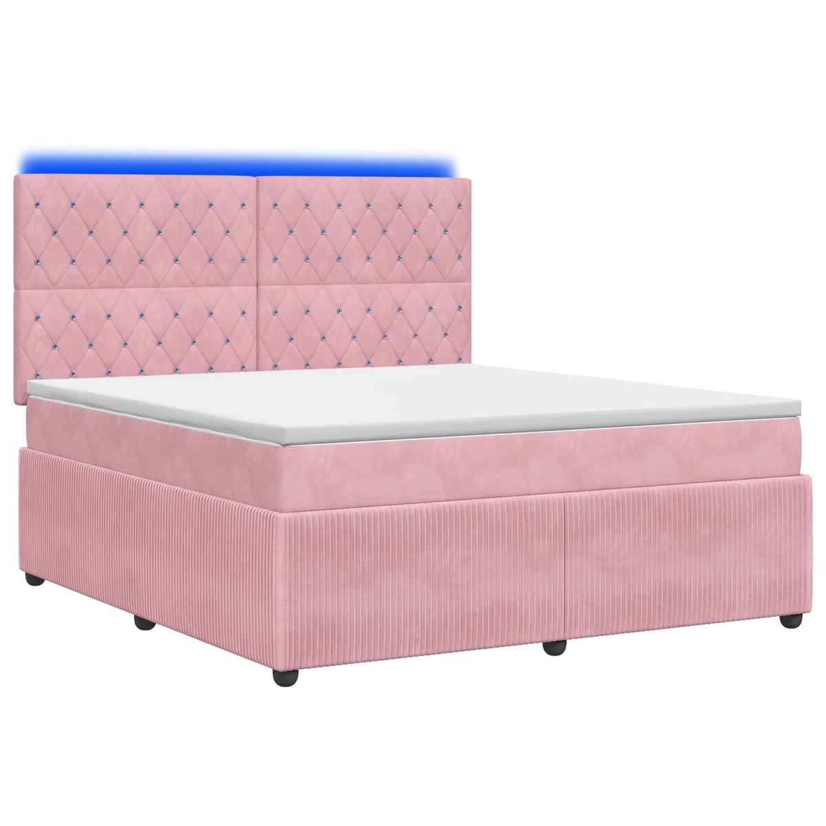 Lit boxspring LED avec matelas Rose 140 x 190 cm Velours