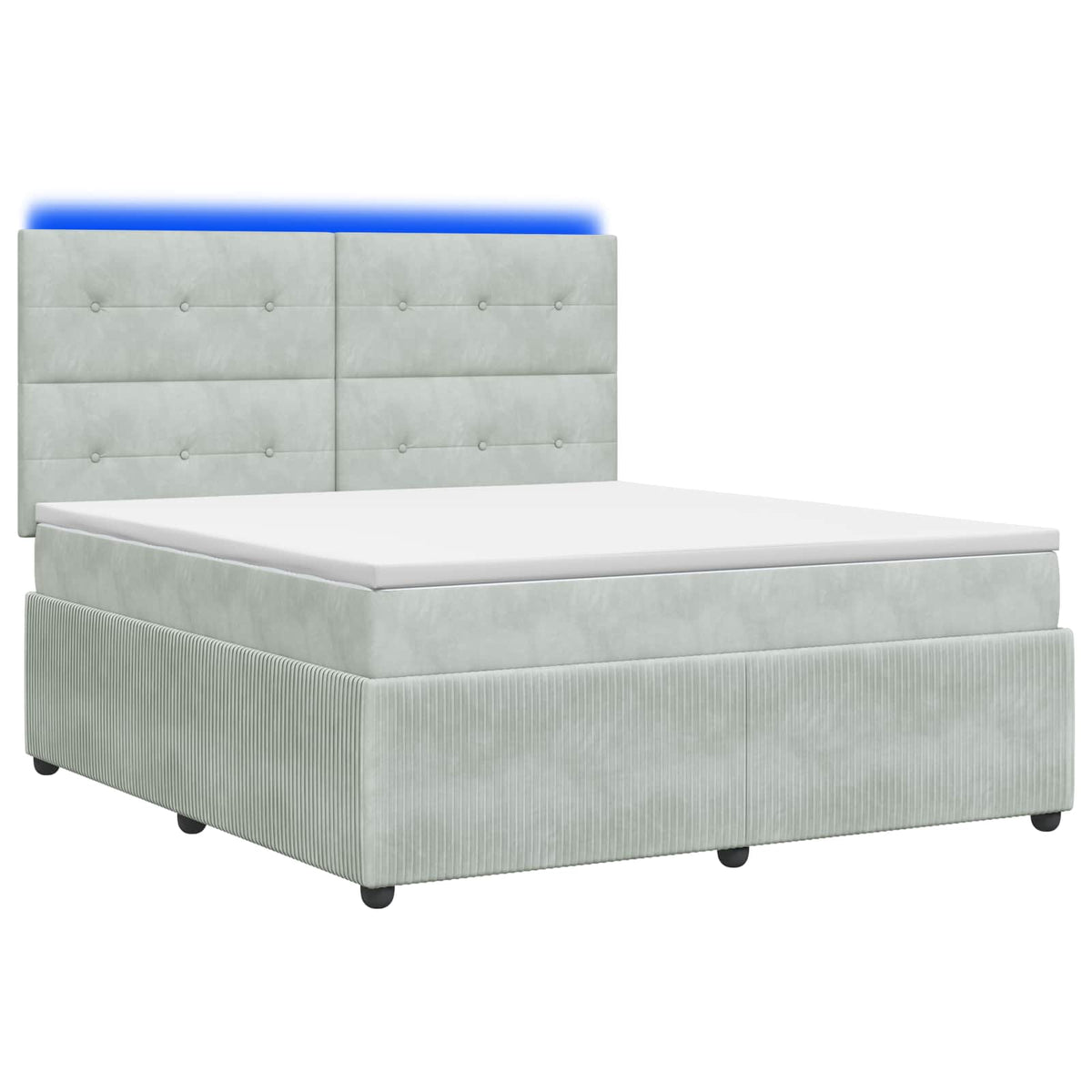 Lit boxspring LED avec matelas Gris clair 140 x 190 cm Velours