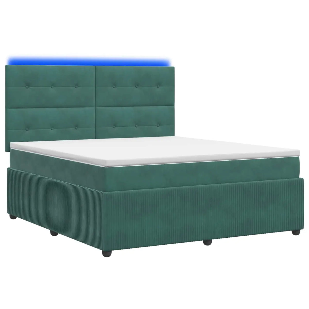 Lit boxspring LED avec matelas Vert foncé 140 x 190 cm Velours - XIOS