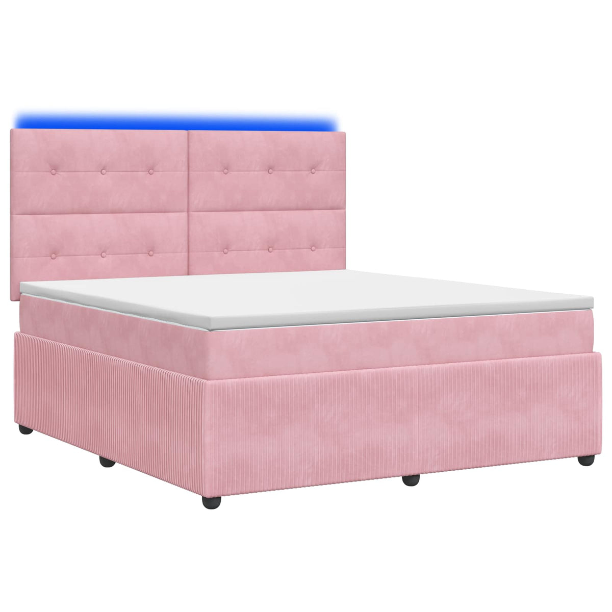 Lit boxspring LED avec matelas Rose 140 x 190 cm Velours