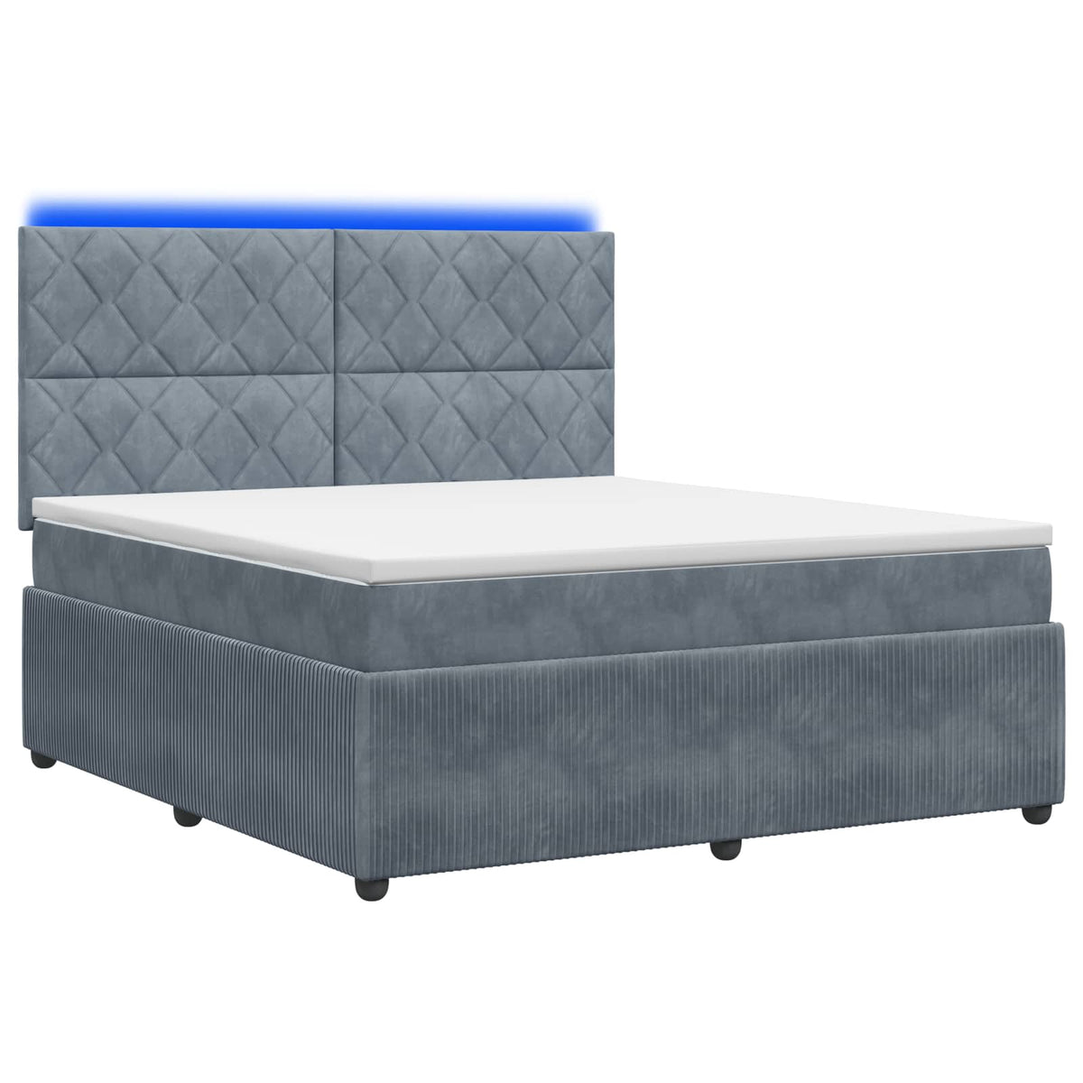 Lit boxspring LED avec matelas Gris foncé 140 x 190 cm Velours