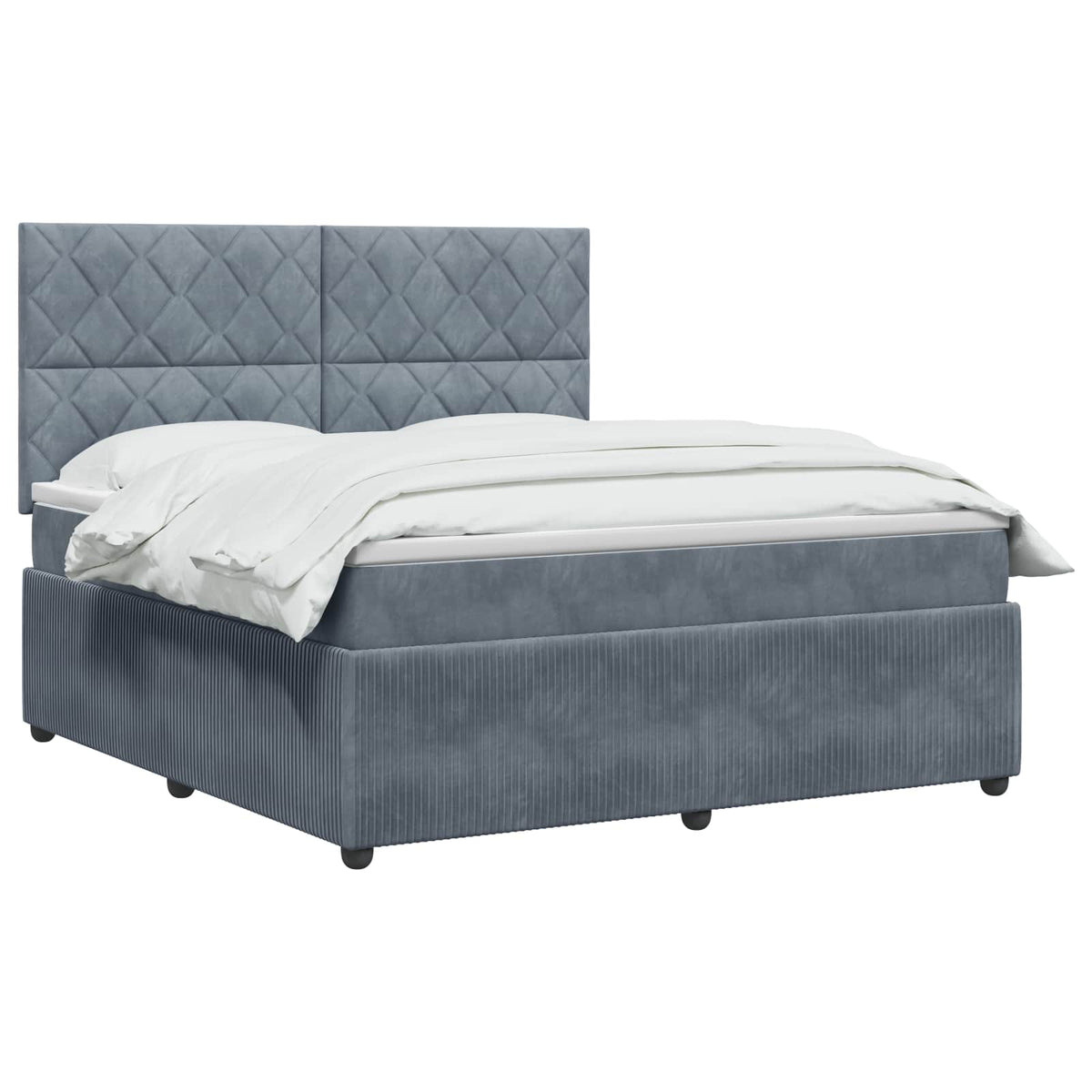 Lit boxspring LED avec matelas Gris foncé 140 x 190 cm Velours