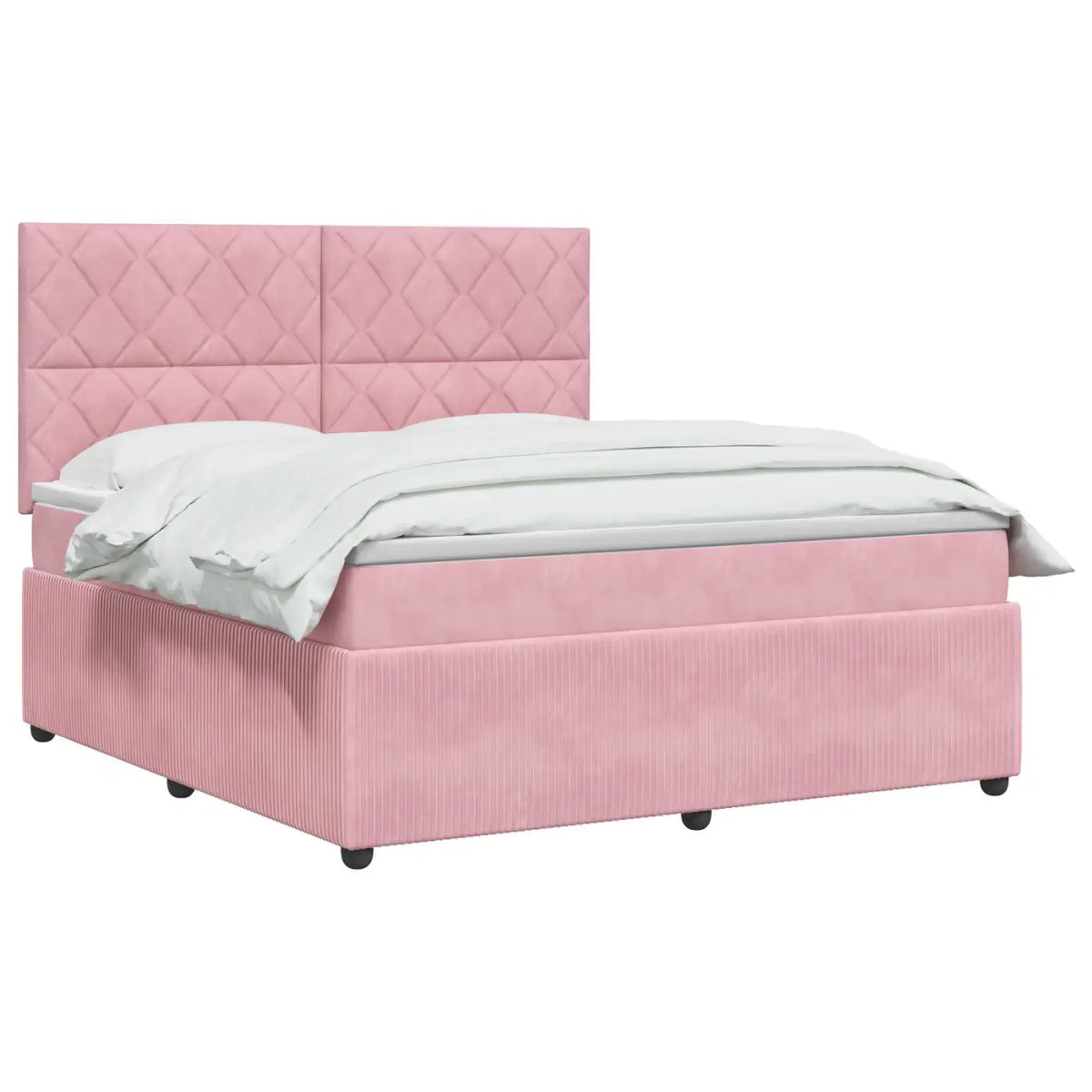 Lit boxspring LED avec matelas Rose 140 x 190 cm Velours - XIOS