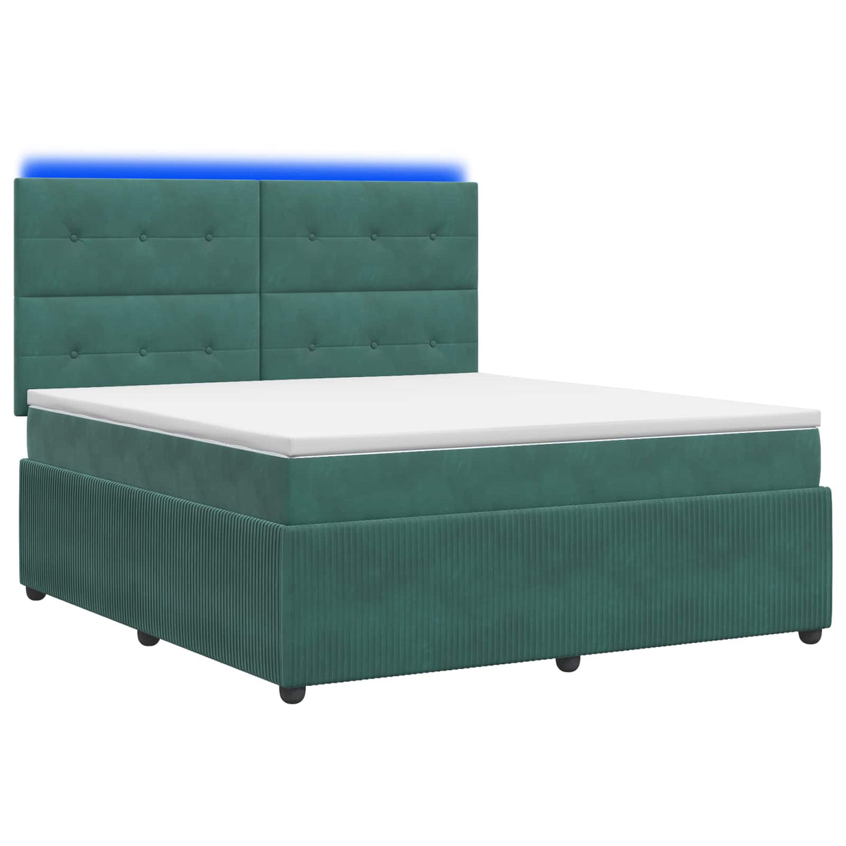 Lit boxspring LED avec matelas Vert foncé 140 x 200 cm Velours