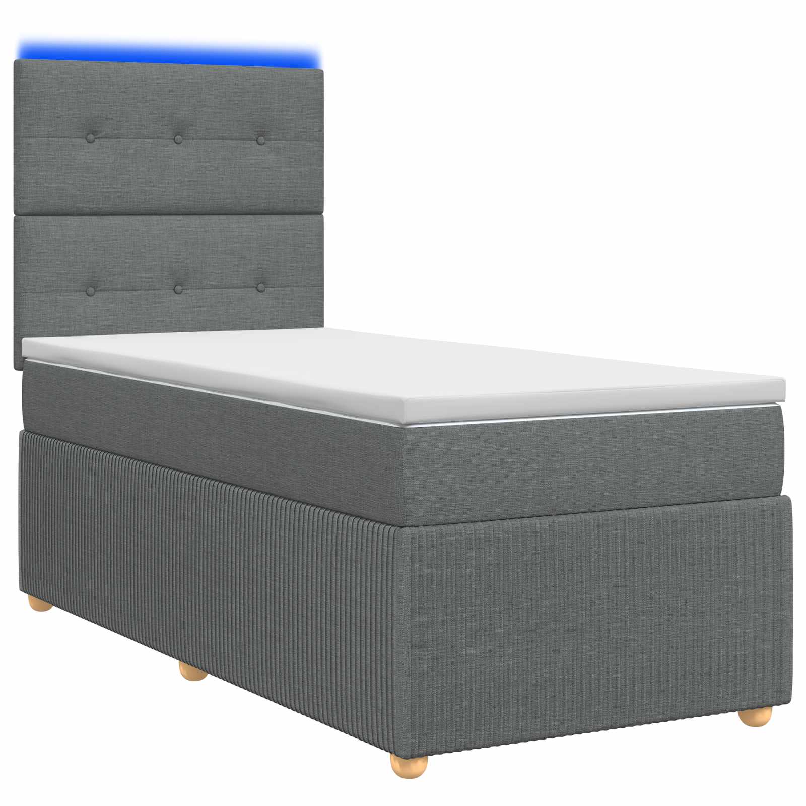Lit boxspring LED avec matelas Gris foncé 90 x 190 cm Tissu