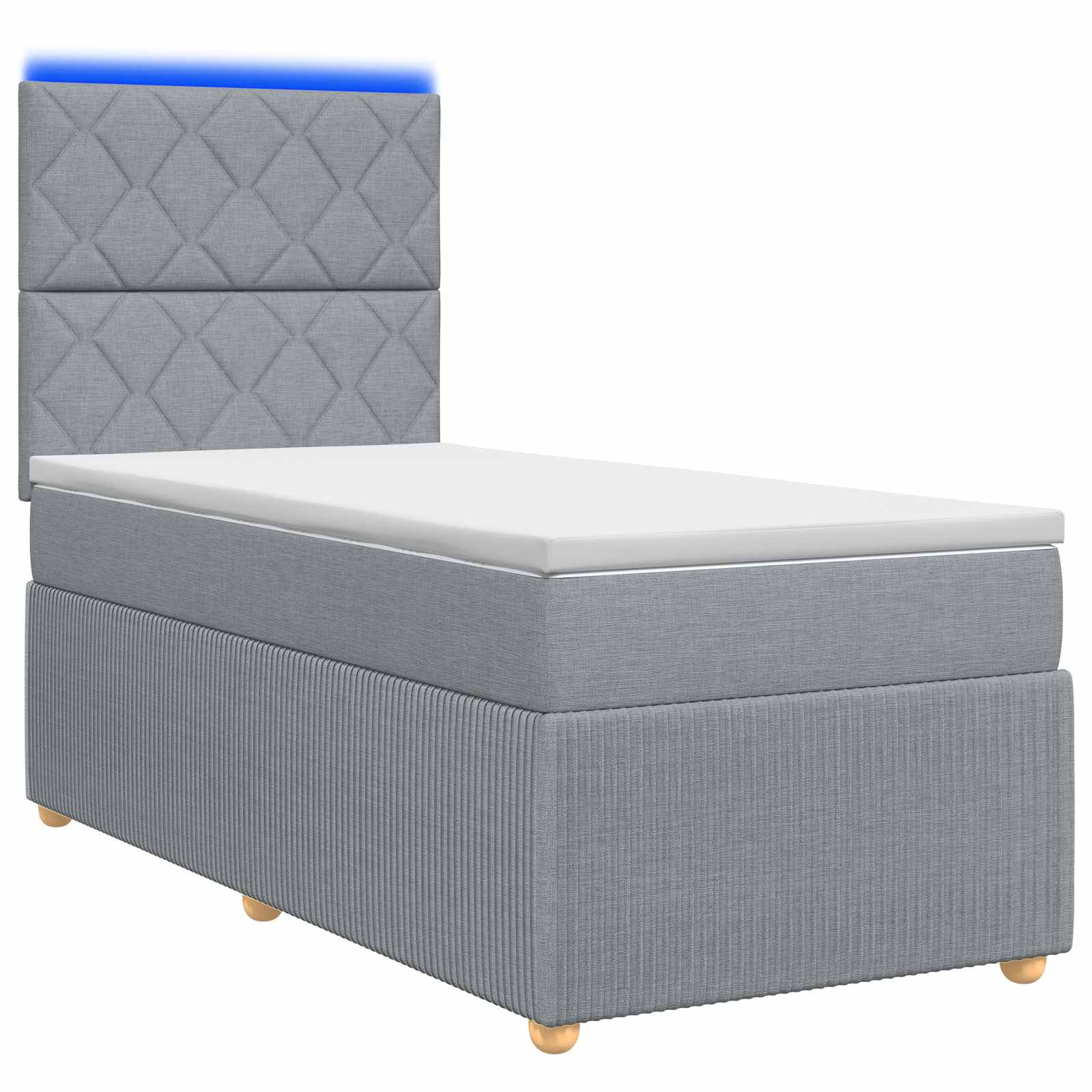 Lit boxspring LED avec matelas Gris clair 90 x 190 cm Tissu