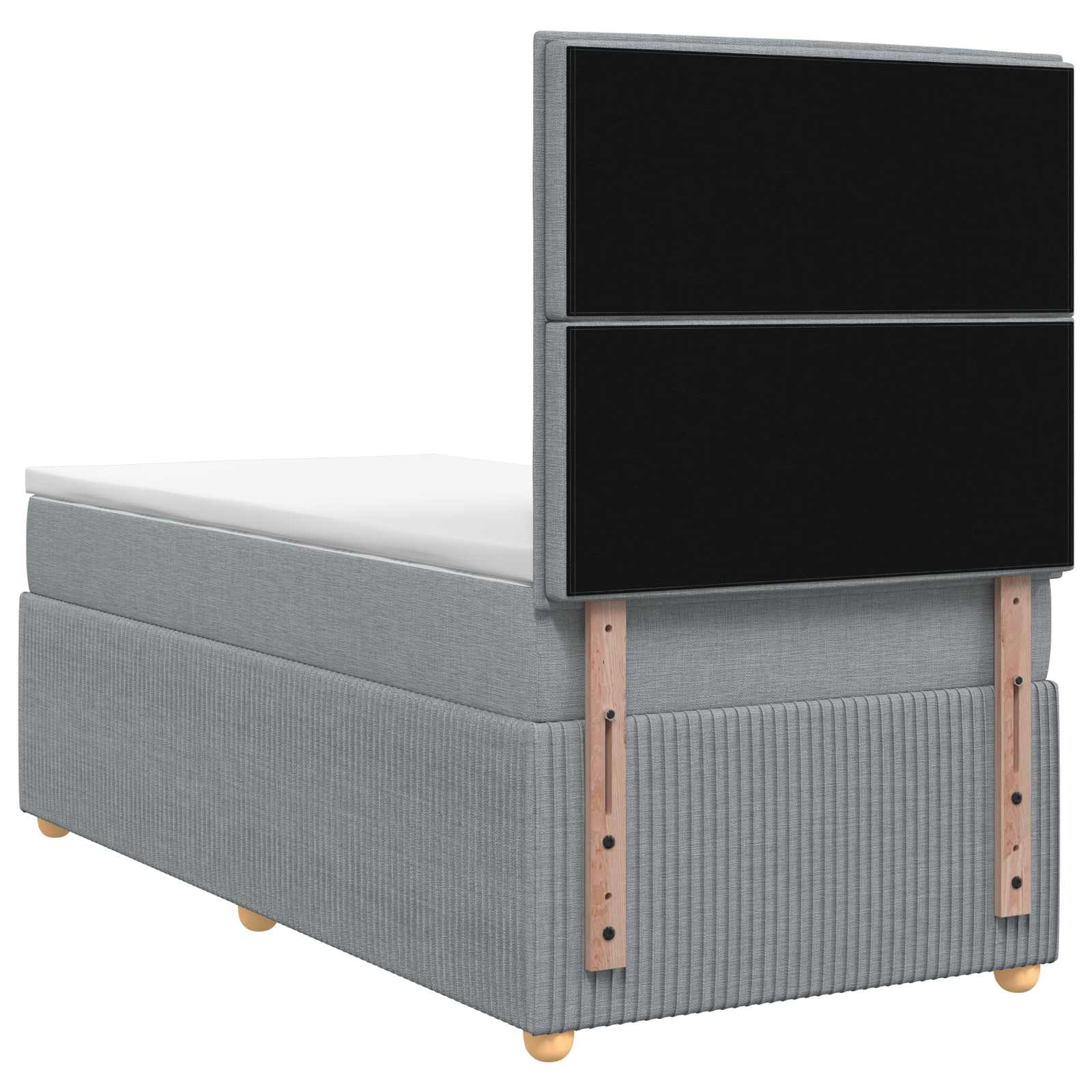 Lit boxspring LED avec matelas Gris clair 90 x 190 cm Tissu