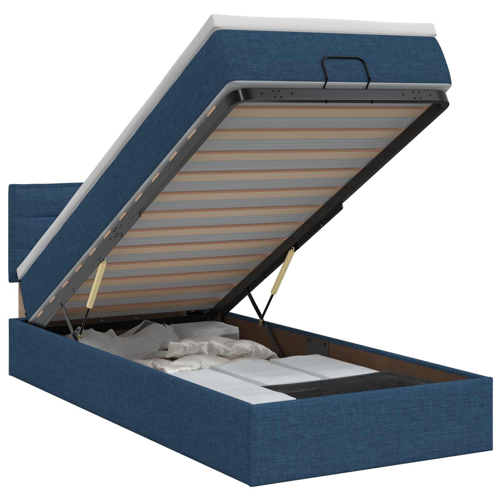 Lit ottoman avec matelas Bleu 90 x 190 cm Tissu - XIOS