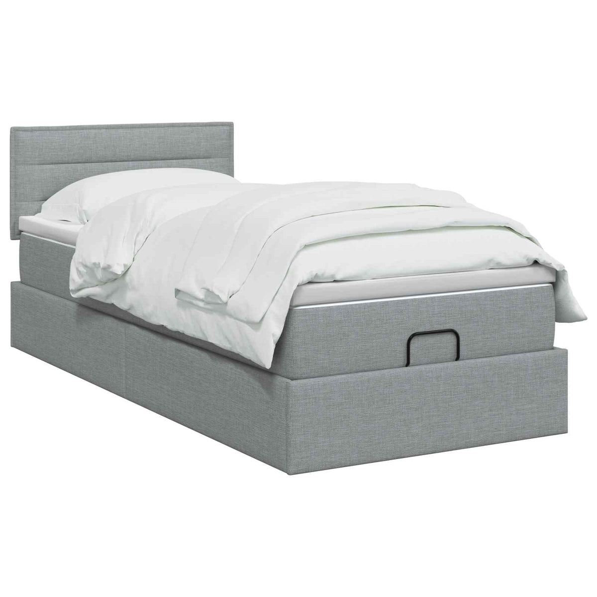 Lit ottoman avec matelas Gris clair 100 x 200 cm Tissu
