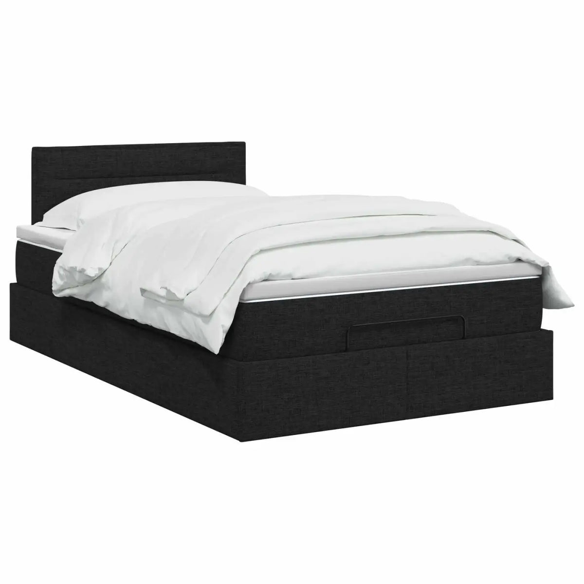 Lit ottoman avec matelas Noir 120 x 190 cm Tissu - XIOS