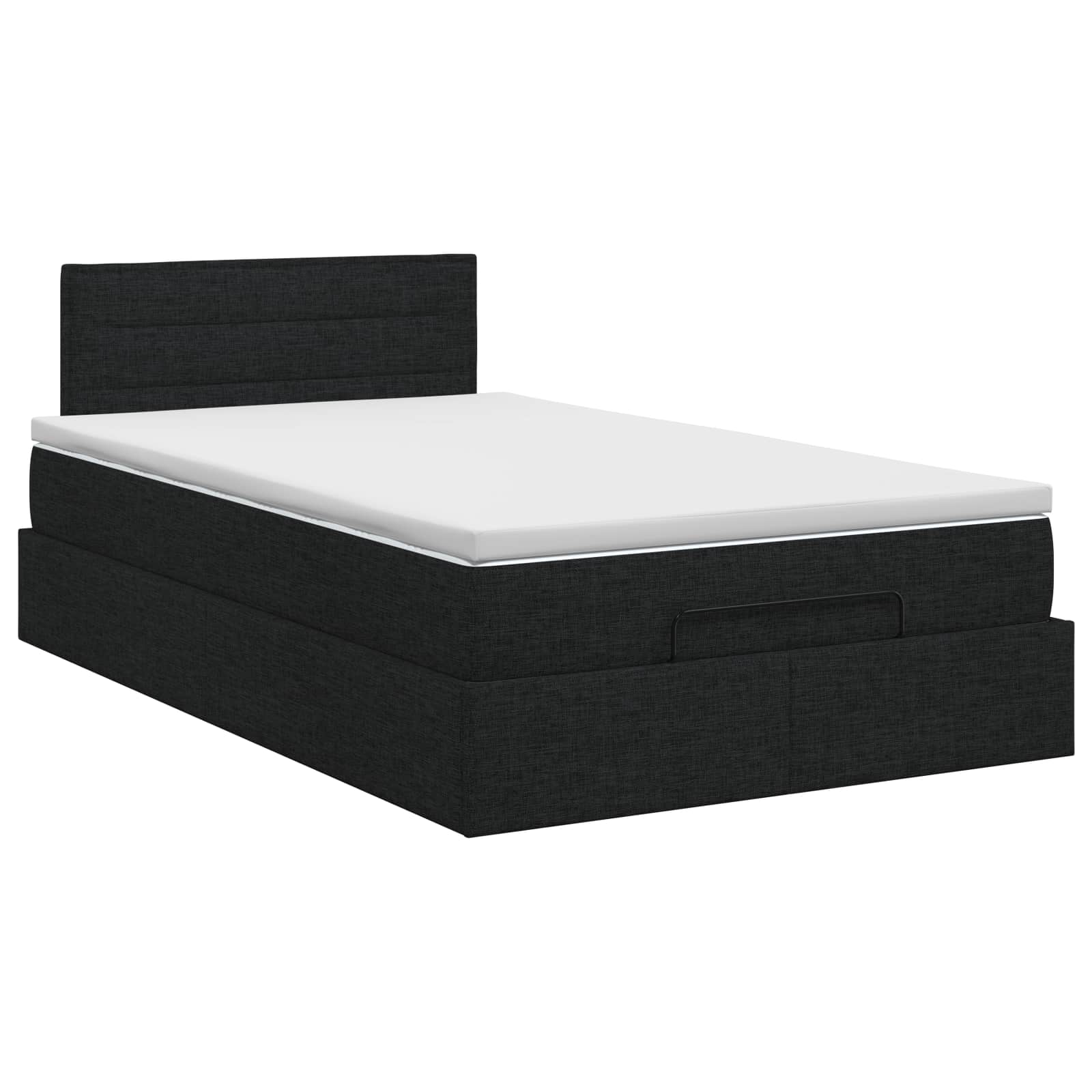 Lit ottoman avec matelas Noir 120 x 200 cm Tissu - XIOS