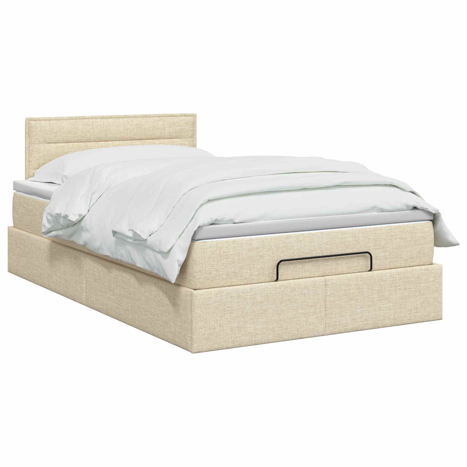 Lit ottoman avec matelas Crème 120 x 200 cm Tissu - XIOS