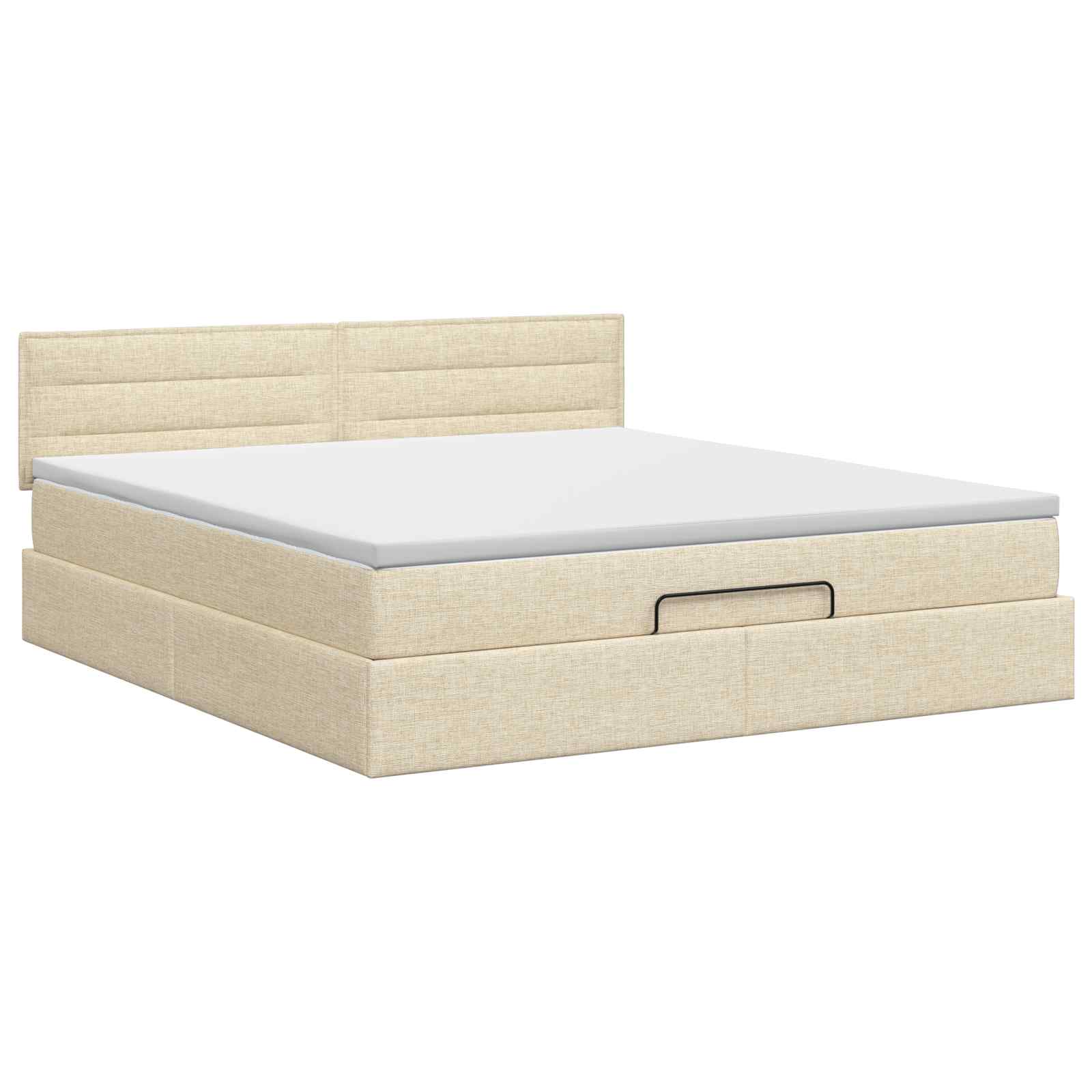 Lit ottoman avec matelas Crème 140 x 190 cm Tissu - XIOS