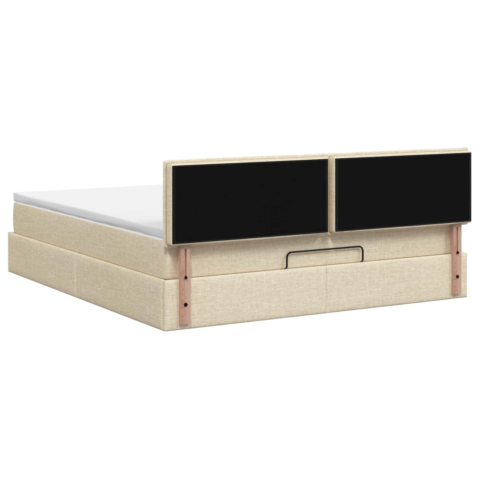 Lit ottoman avec matelas Crème 140 x 190 cm Tissu - XIOS