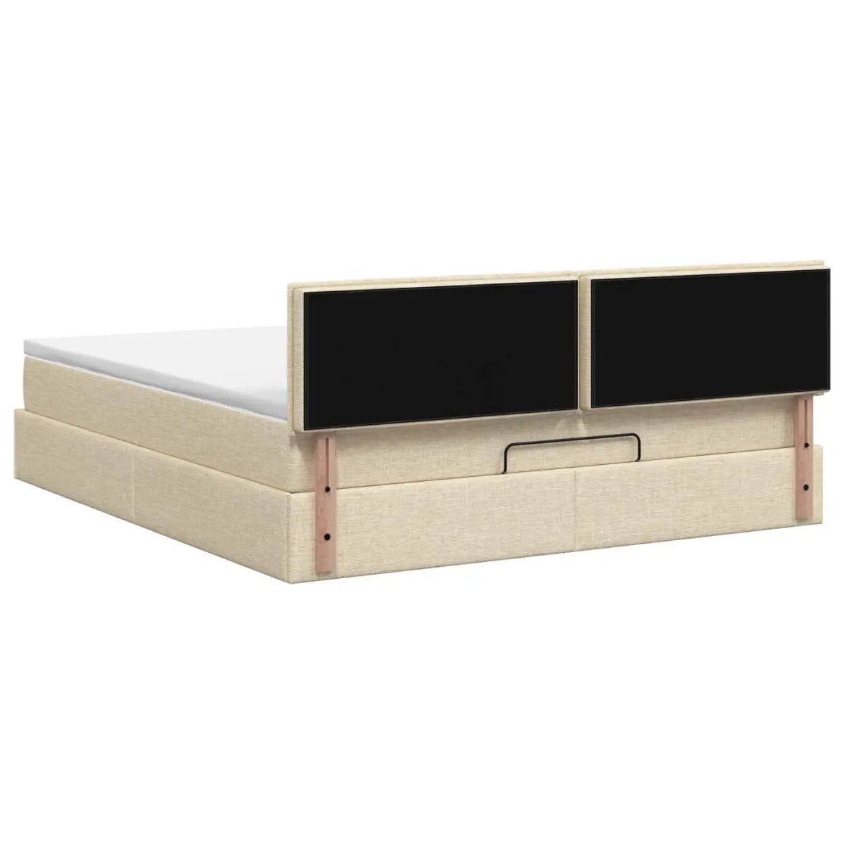 Lit ottoman avec matelas Crème 140 x 190 cm Tissu - XIOS