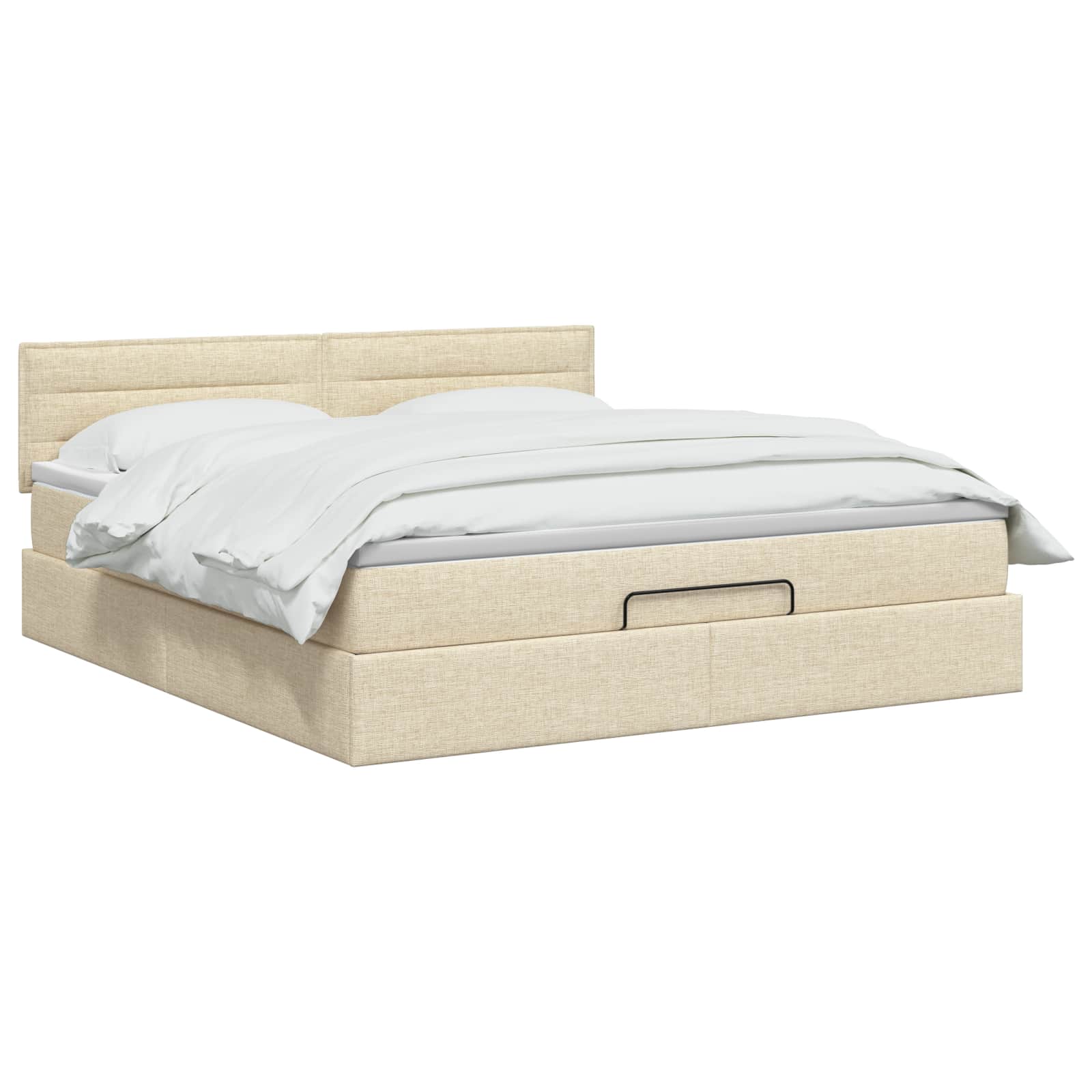 Lit ottoman avec matelas Crème 140 x 190 cm Tissu - XIOS