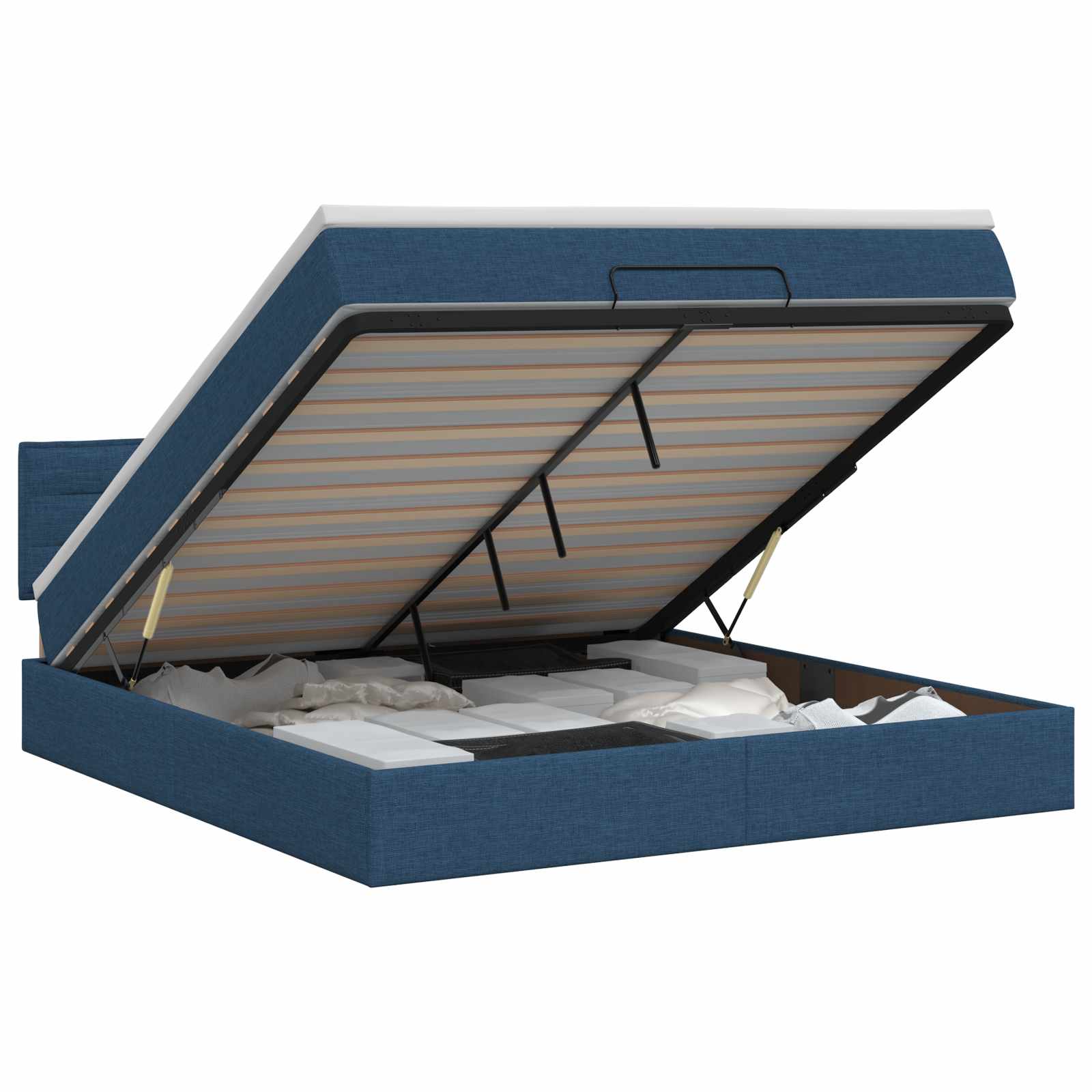 Lit ottoman avec matelas Bleu 140 x 190 cm Tissu - XIOS