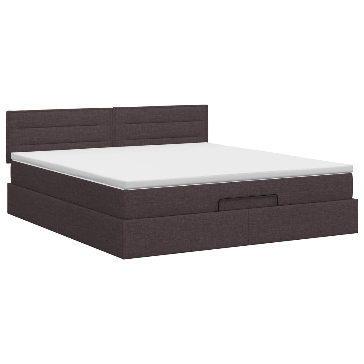 Lit ottoman avec matelas Marron foncé 160 x 200 cm Tissu