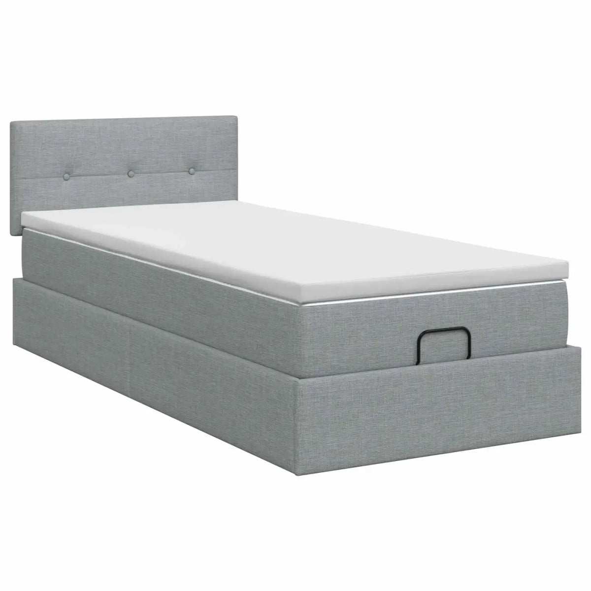 Lit ottoman avec matelas Gris clair 80 x 200 cm Tissu - XIOS