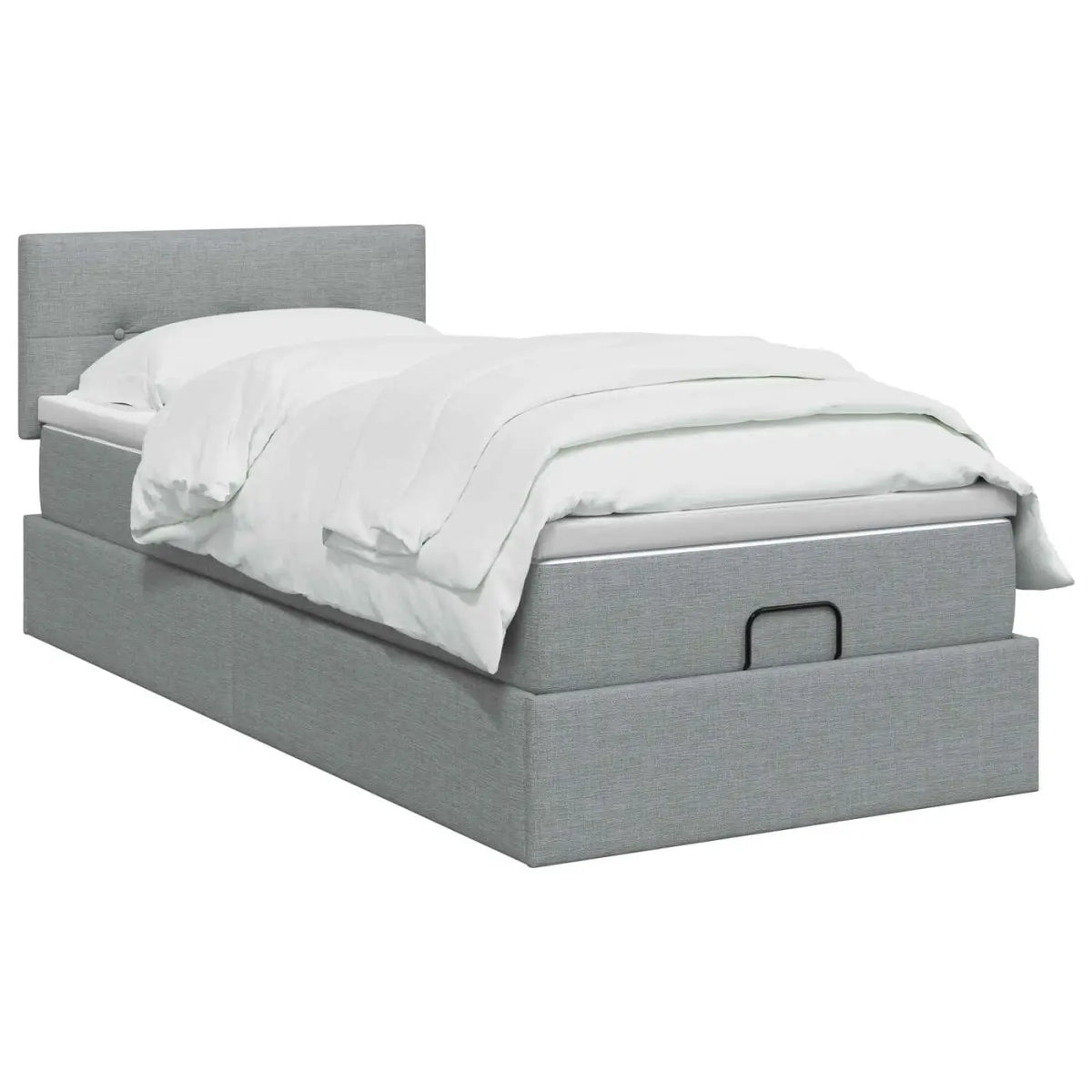 Lit ottoman avec matelas Gris clair 80 x 200 cm Tissu - XIOS