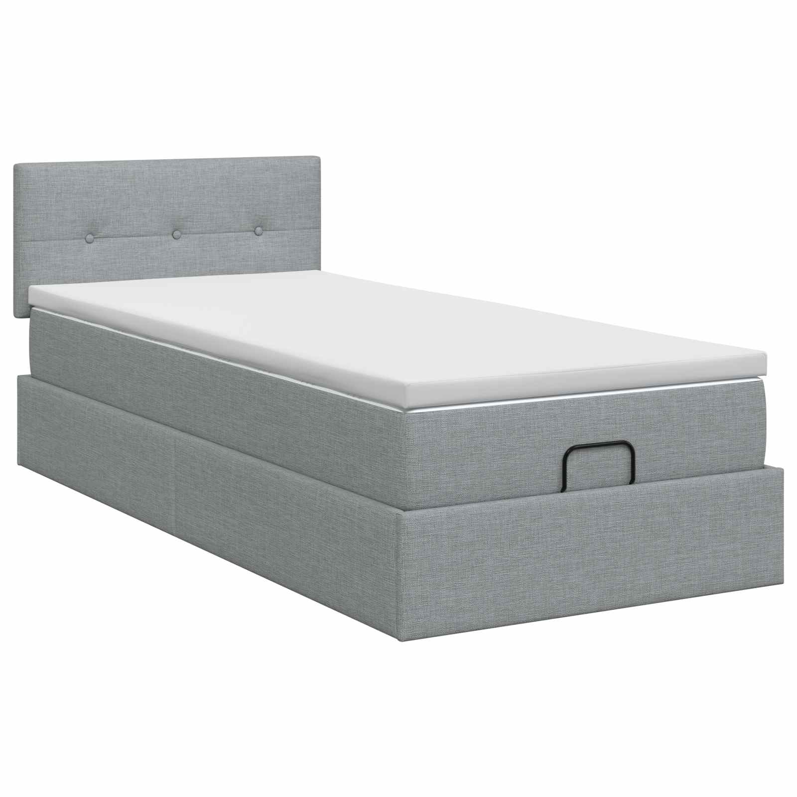 Lit ottoman avec matelas Gris clair 100 x 200 cm Tissu