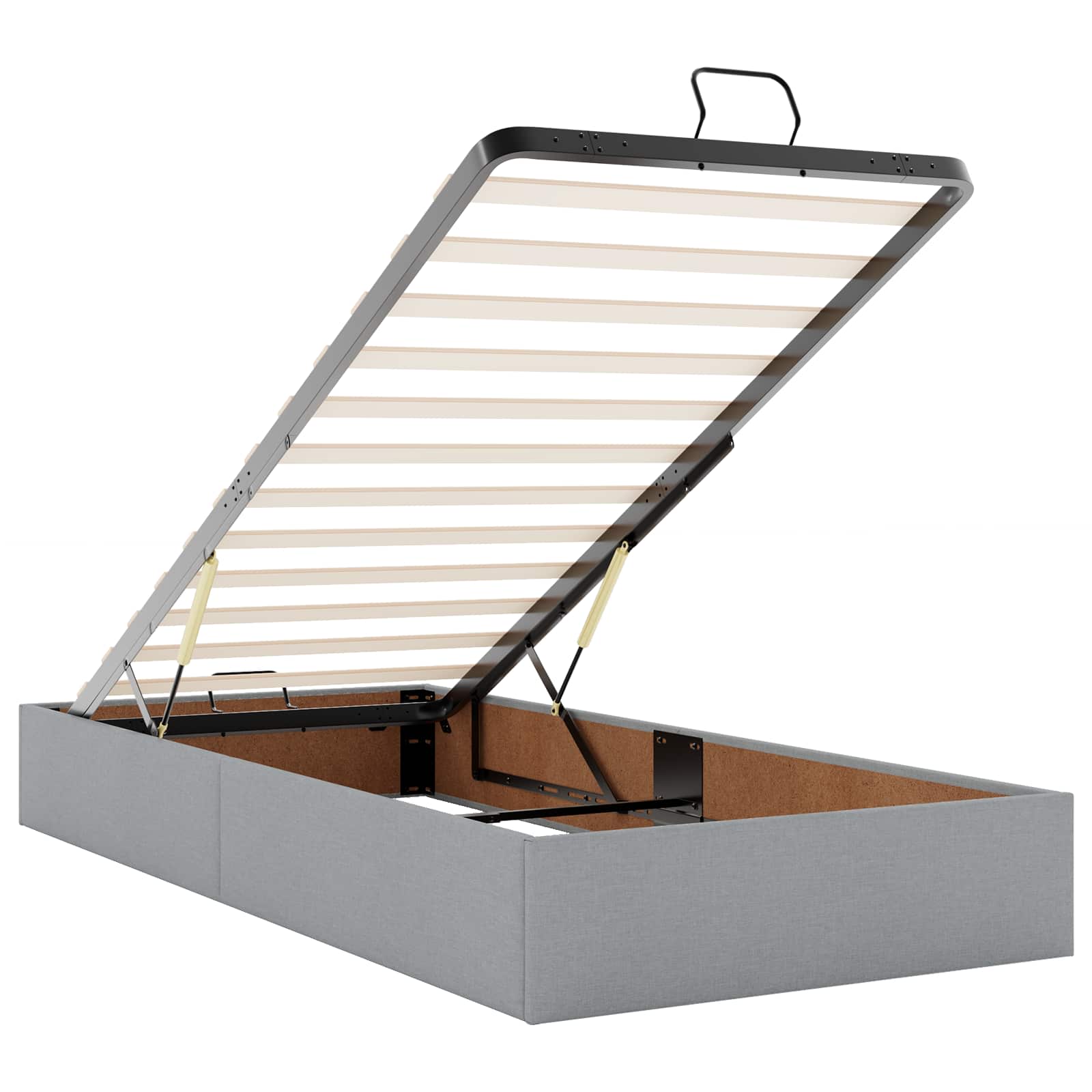 Lit ottoman avec matelas Gris clair 100 x 200 cm Tissu