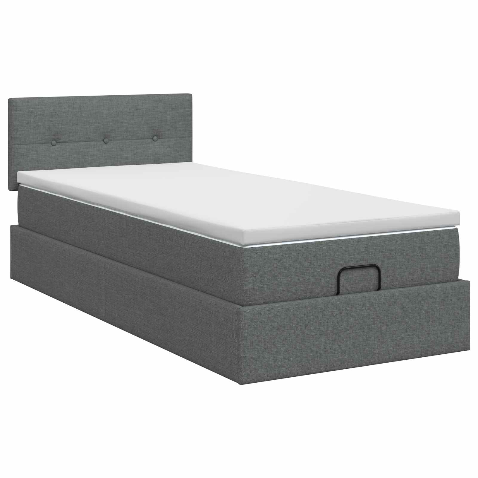 Lit ottoman avec matelas Gris foncé 100 x 200 cm Tissu